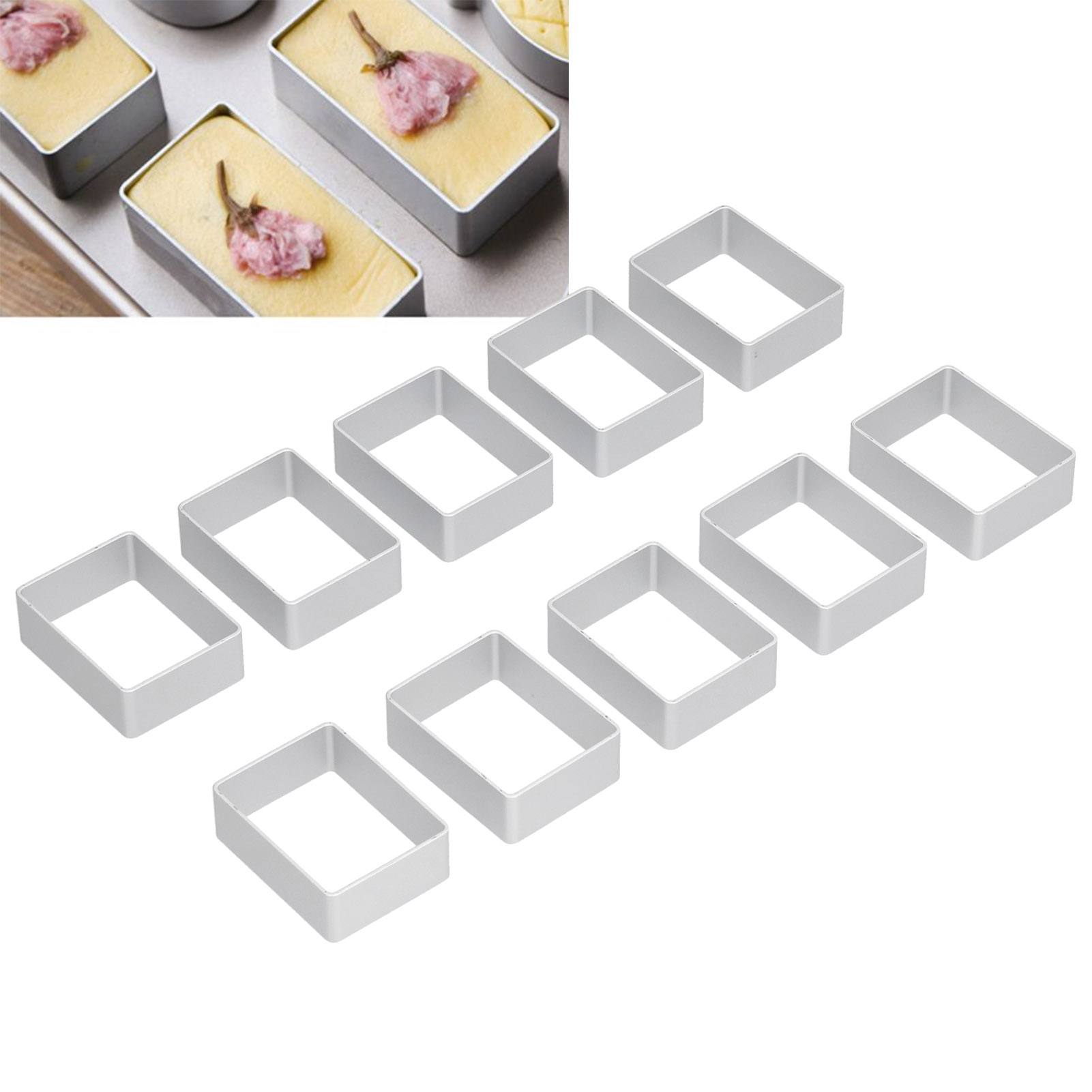 Set Mit 10 Edelstahl-mondkuchenformen, Keks- Und Kuchenausstechern, Kleine Rechteckige