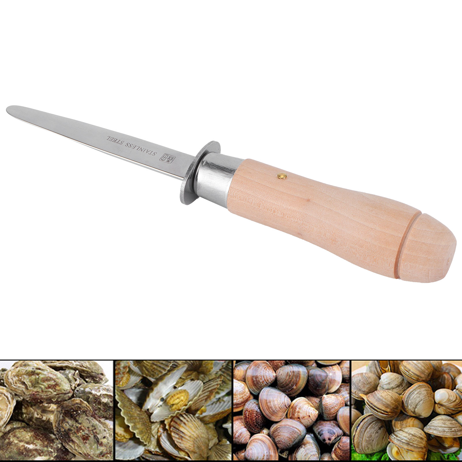 Austernmesser Aus Edelstahl Mit Langem Griff, Großes Austernmesser Zum Einfachen Öffnen Von Meeresfrüchten