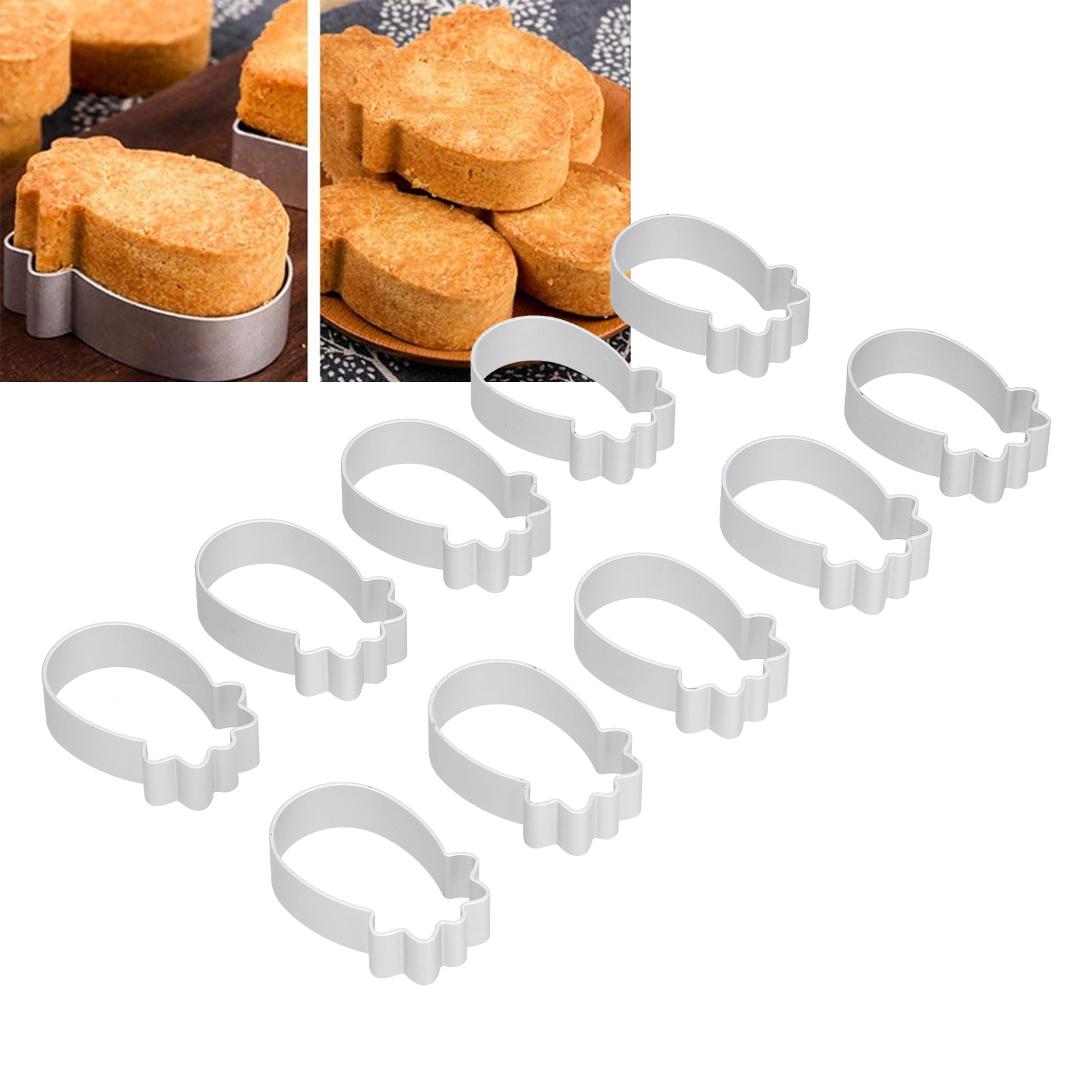 Set Mit 10 Edelstahl-mondkuchenformen, Keks- Und Kuchenausstechern In Ananasform, Zum Selberbacken.