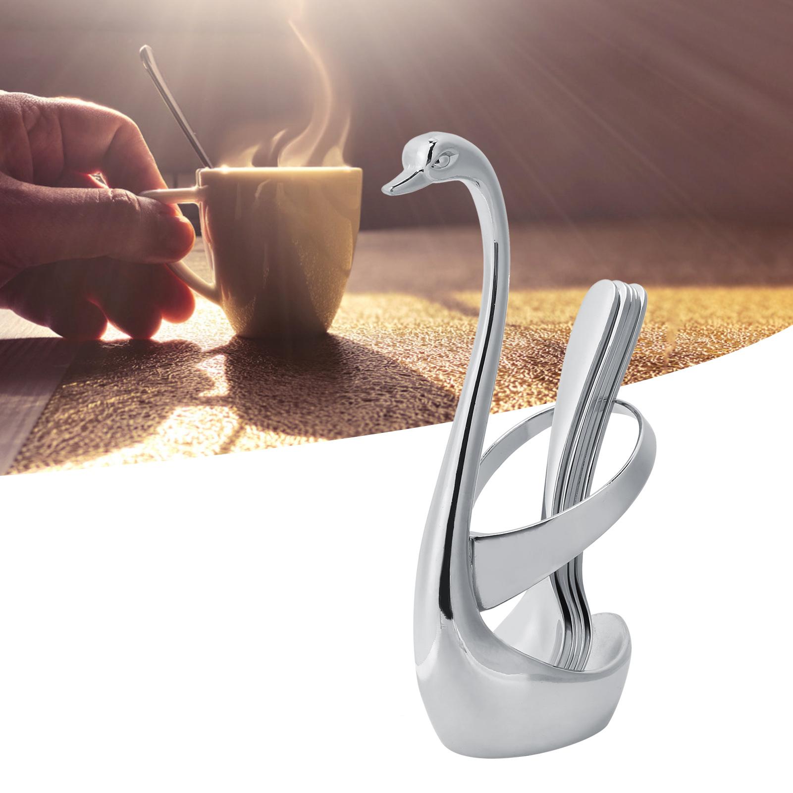 Küchenlöffel Mit Schwanenförmigem Ständer, Innovatives Edelstahl-besteckset