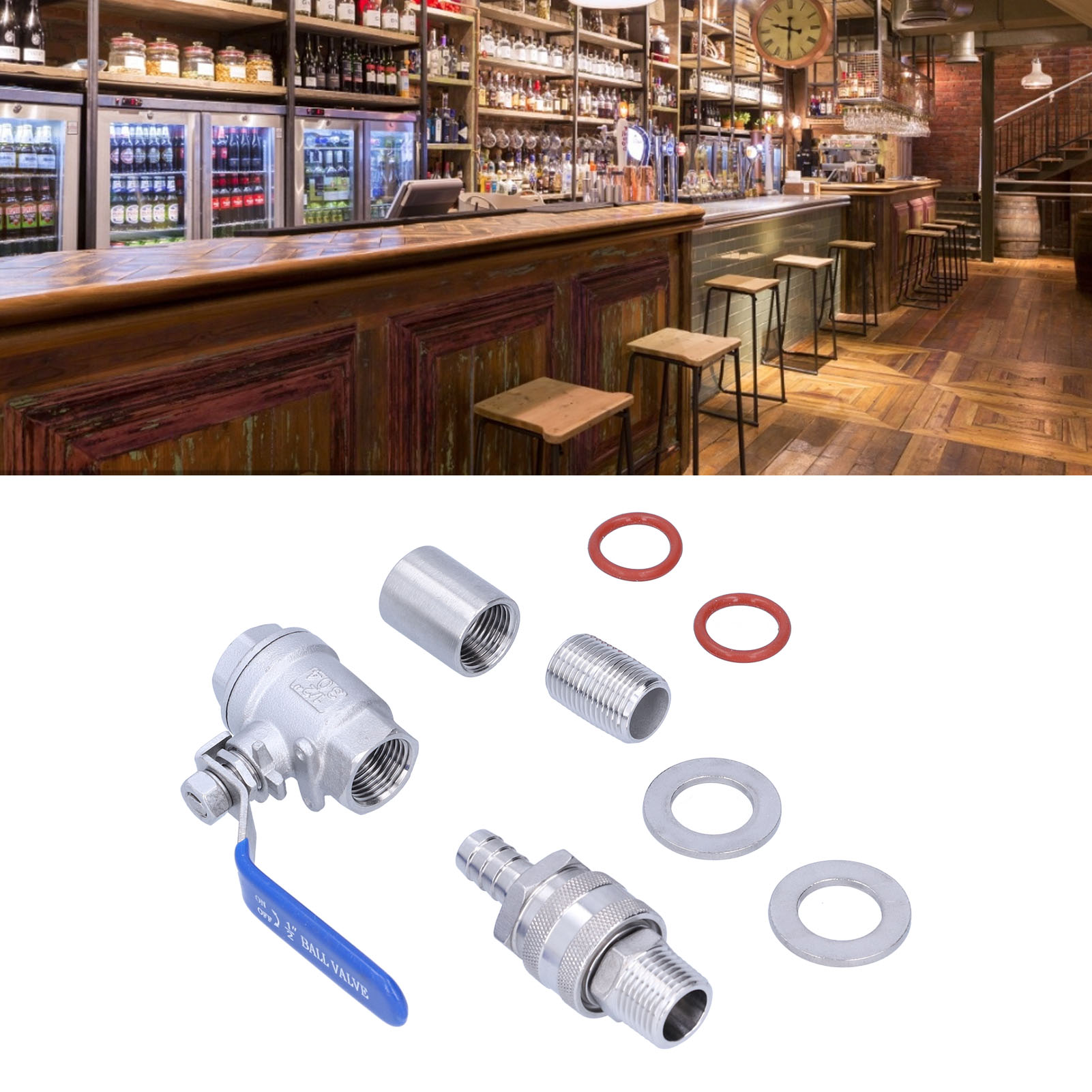 1/2" Bsp Lötfreies Kugelhahn-set, Schnellanschluss, Schottmontage