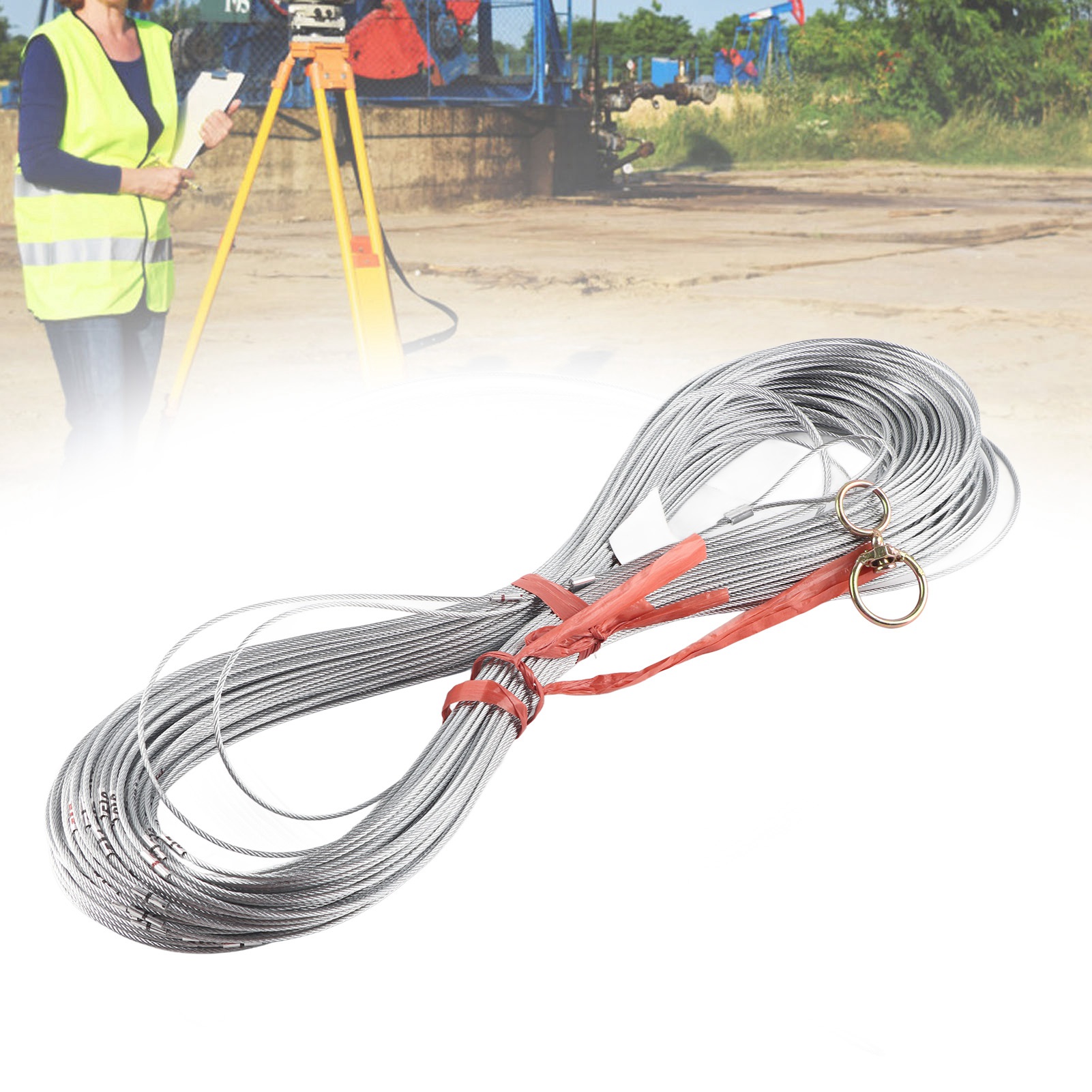 Stahldraht-messkabel, Kabel Für Tiefbrunnen, Messkabel Für Bohrpfähle, Spezial-messkabel Für Baustellen, 100 Meter Langes Messkabel, Vollständig Aus Stahldraht Gefertigt, Gestanzt Und Verdickt.