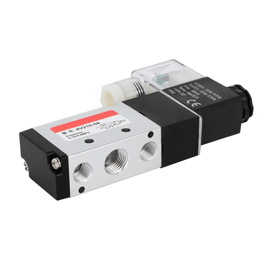 Pneumatisches 5-wege-magnetventil Aus Aluminiumlegierung Mit 2 Positionen - Pneumatische Rohrleitungsausrüstung (220 V)