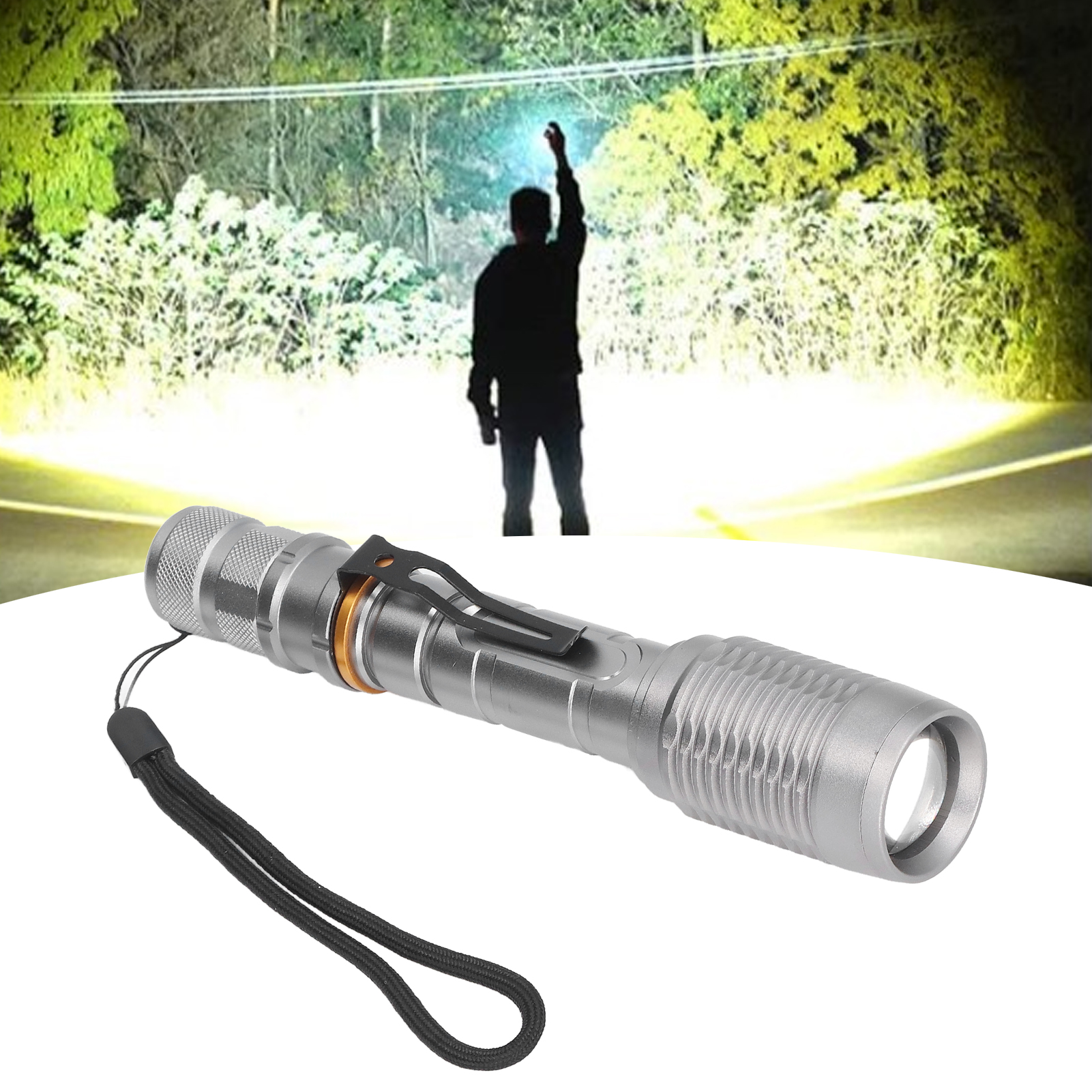 Hochleistungs-taschenlampe, Aluminiumlegierung, Teleskop-zoom-taschenlampe, 5 Leuchtmodi, Wasserdicht Für Outdoor-einsätze, Abenteuer, Reisen, Wandern, Camping, Notfalleinsätze, Notfall-taschenlampe F