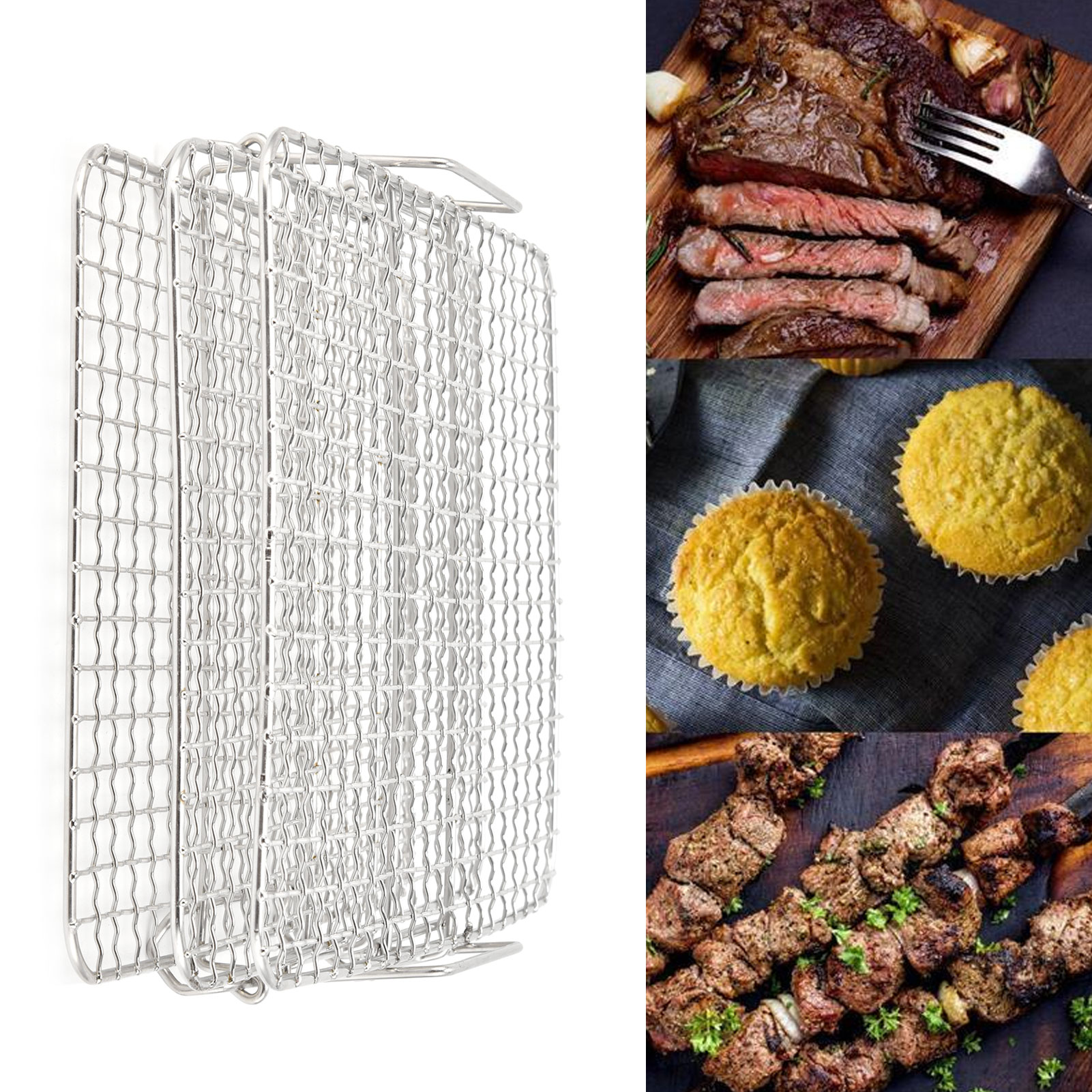 3-stöckiges Kühlgestell Aus Edelstahl Für Foodi Ag300/ag400 Backofen Und Grill Ersatzteile Für Fritteusenofen 3-stöckiges Quadratisches Gestell