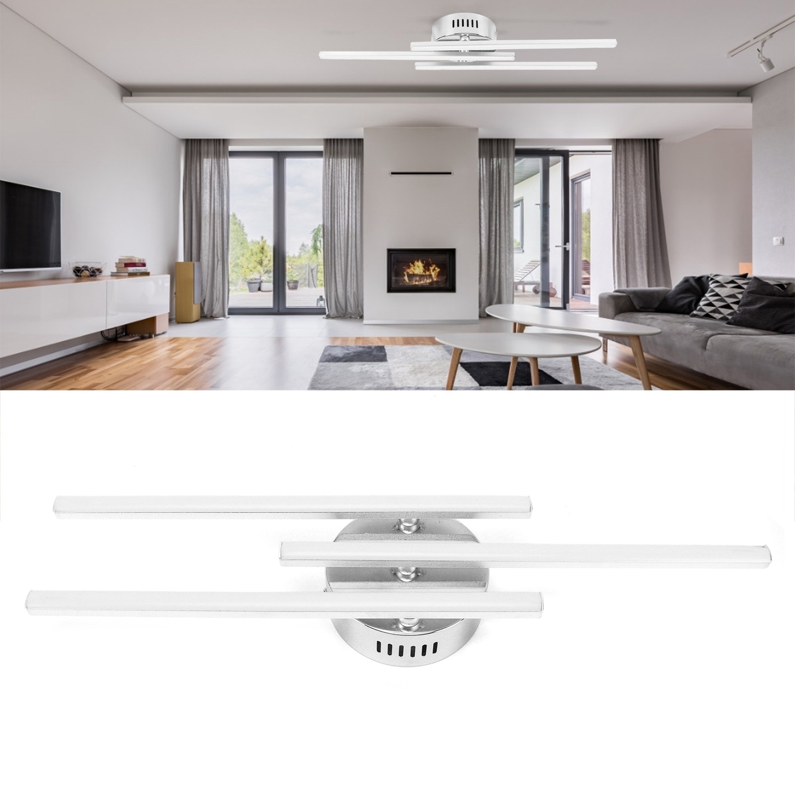Led-deckenleuchte, 105 Leds, 2500 Lm, Moderner Skandinavischer Stil, Led-streifen, Weißes Licht Für Wohnzimmer, Ac 85–265 V
