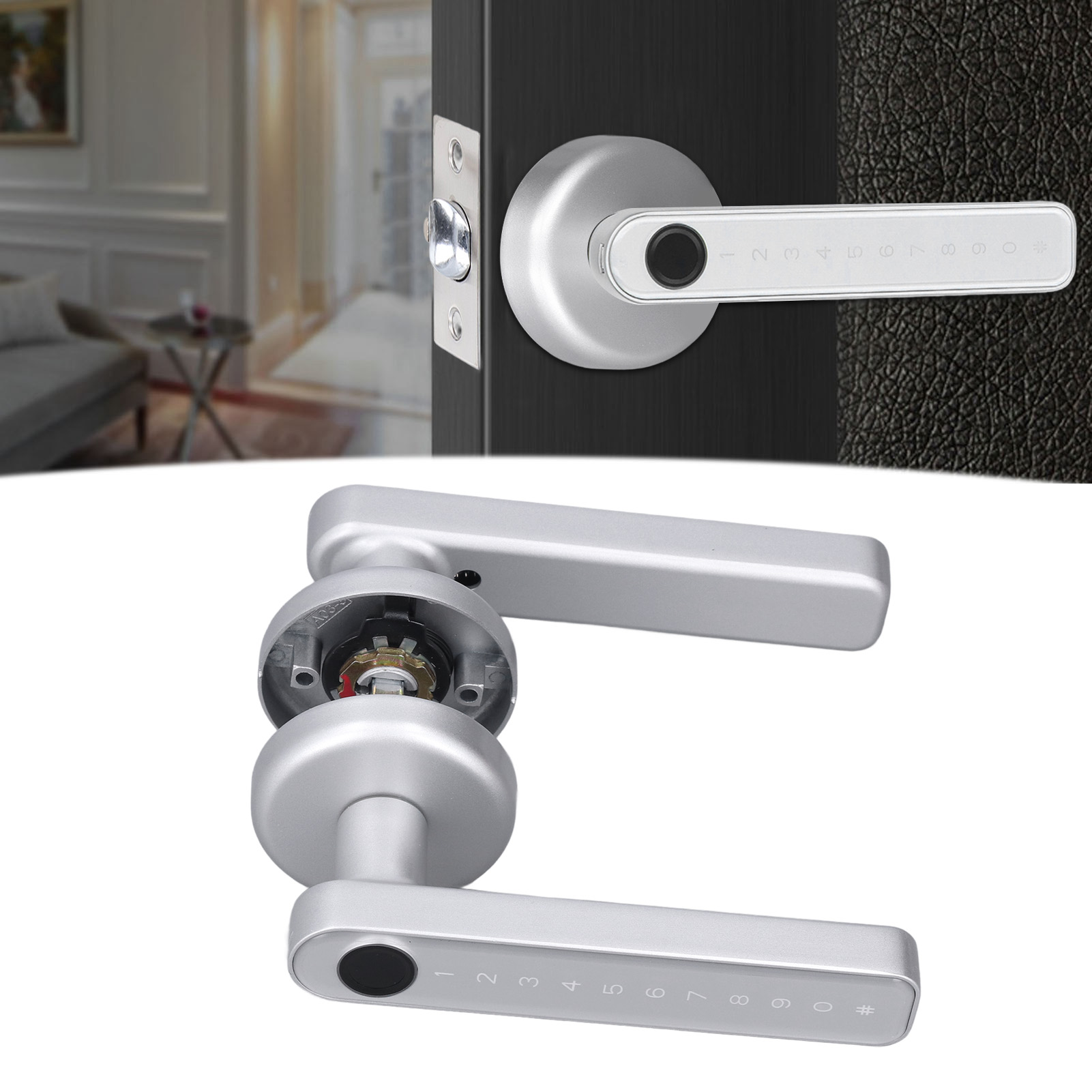 Fingerabdruckschloss, Elektronisches Codeschloss, Intelligentes Touch-türschloss Für Zuhause Und Büro, Silber.