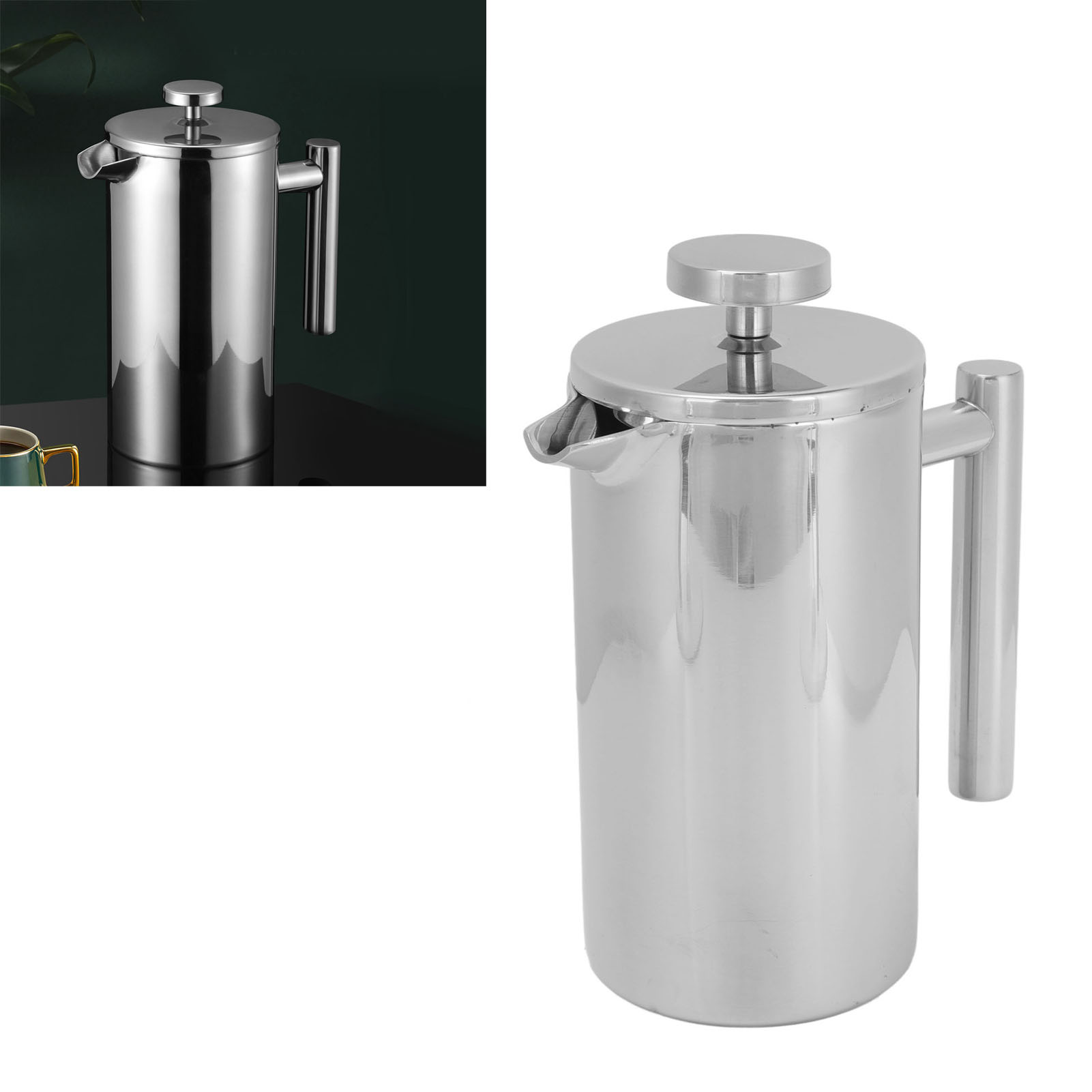 Doppelwandige Edelstahl-kaffeemaschine Mit Integriertem Filter, 800 Ml, Ideal Für Den Einsatz Im Freien.