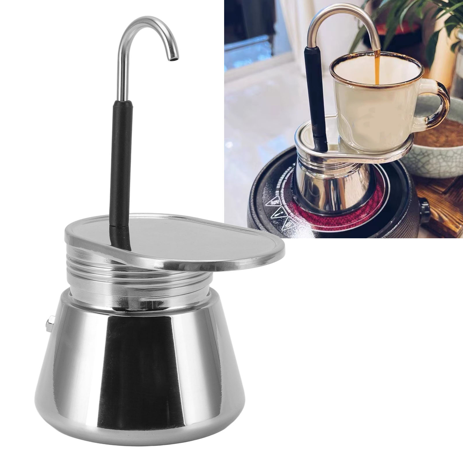 Espressokanne Aus Edelstahl, Diy-kaffeebereiter Im Italienischen Stil, Camping-kaffeebereiter, Kaffeemaschine Mit Großem Fassungsvermögen