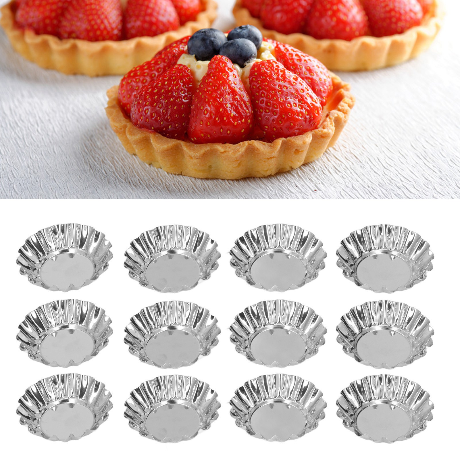 Eierkuchenform Aus Edelstahl, Runde Spitzenkuchenform, Multifunktionale Ofenform, Verkauft Im 12er-set.