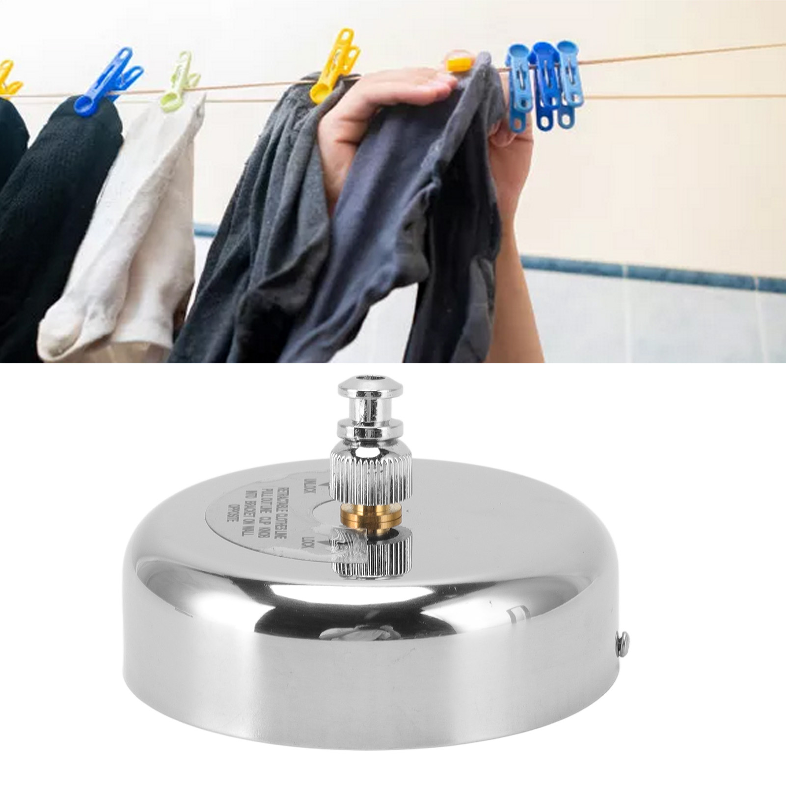 Verdeckte Wäscheleine Aus Edelstahl, Metallseil, Geeignet Für Badezimmer, Balkone Und Den Innen-/hausgebrauch, Einziehbares Stahlseil, Ca. 2,8 Meter Lang.