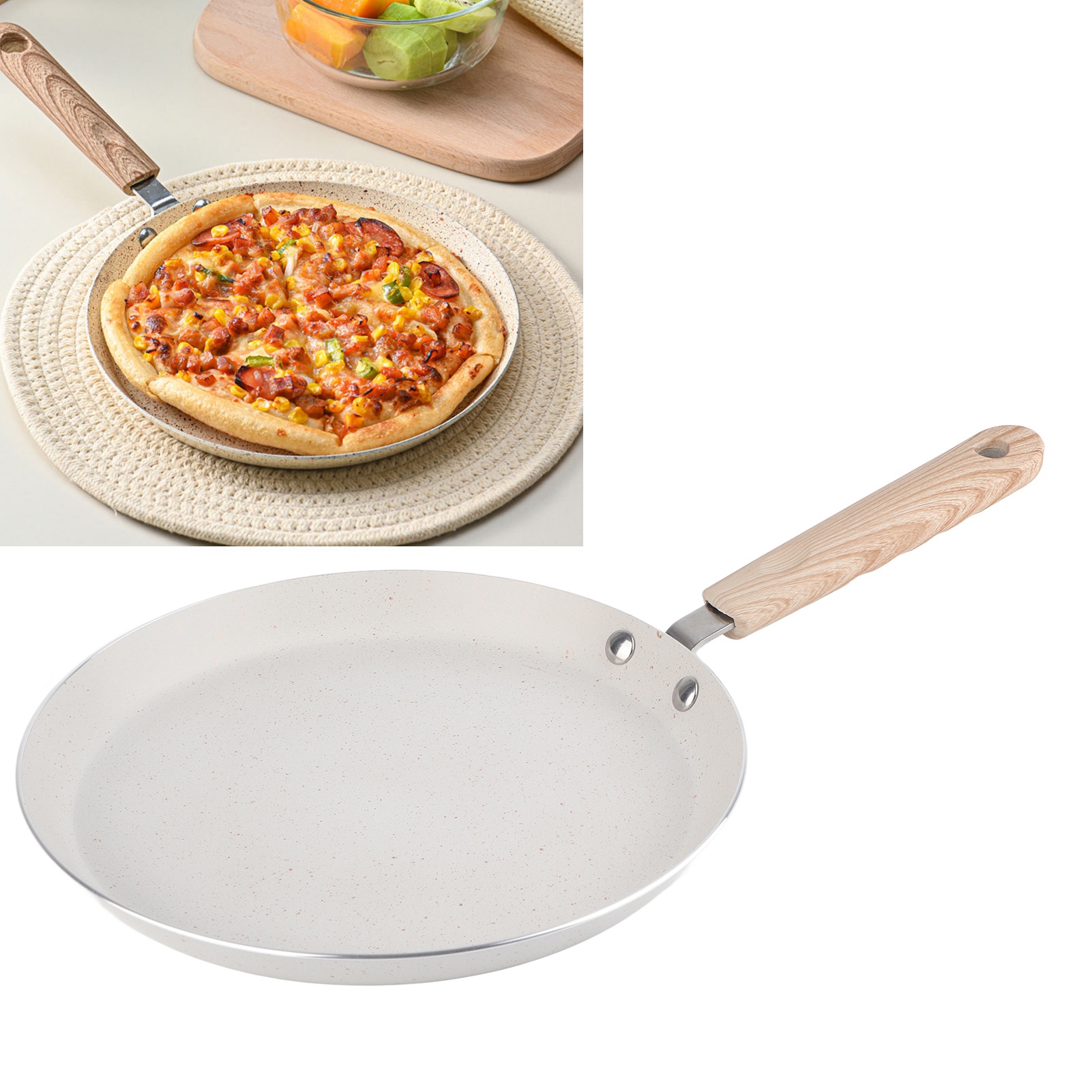 Antihaftbeschichtete Bratpfanne Mit Griff, Aus Flachbodiger Aluminiumlegierung, Ideal Für Pfannkuchen Und Frühstück (22 Cm).