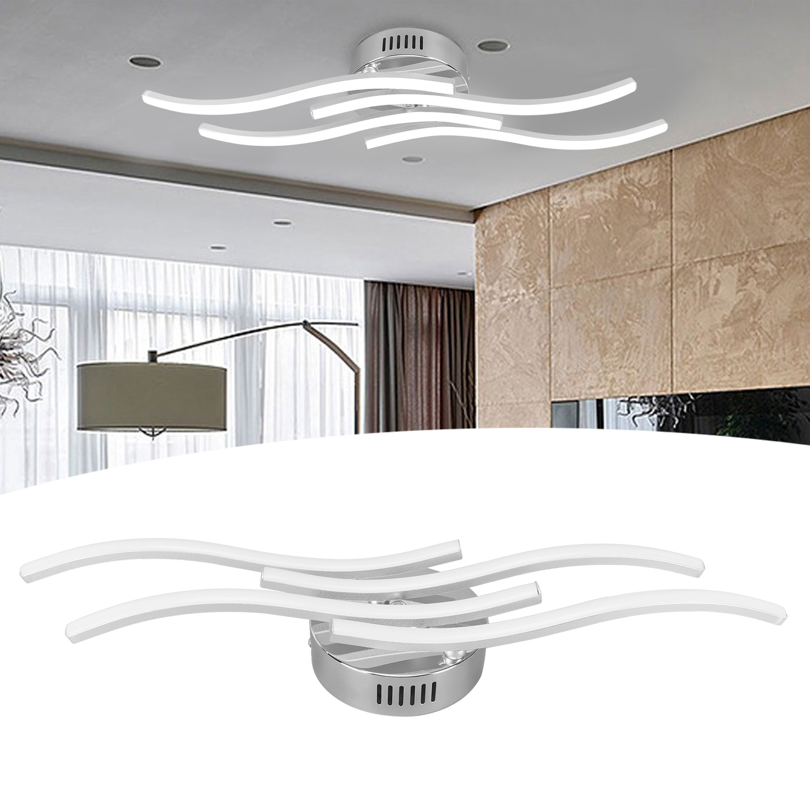 140 Leds, Wellenförmige Deckenleuchte, Moderne Deckenlampe Für Schlaf- Und Wohnzimmer, Ac 85–265 V