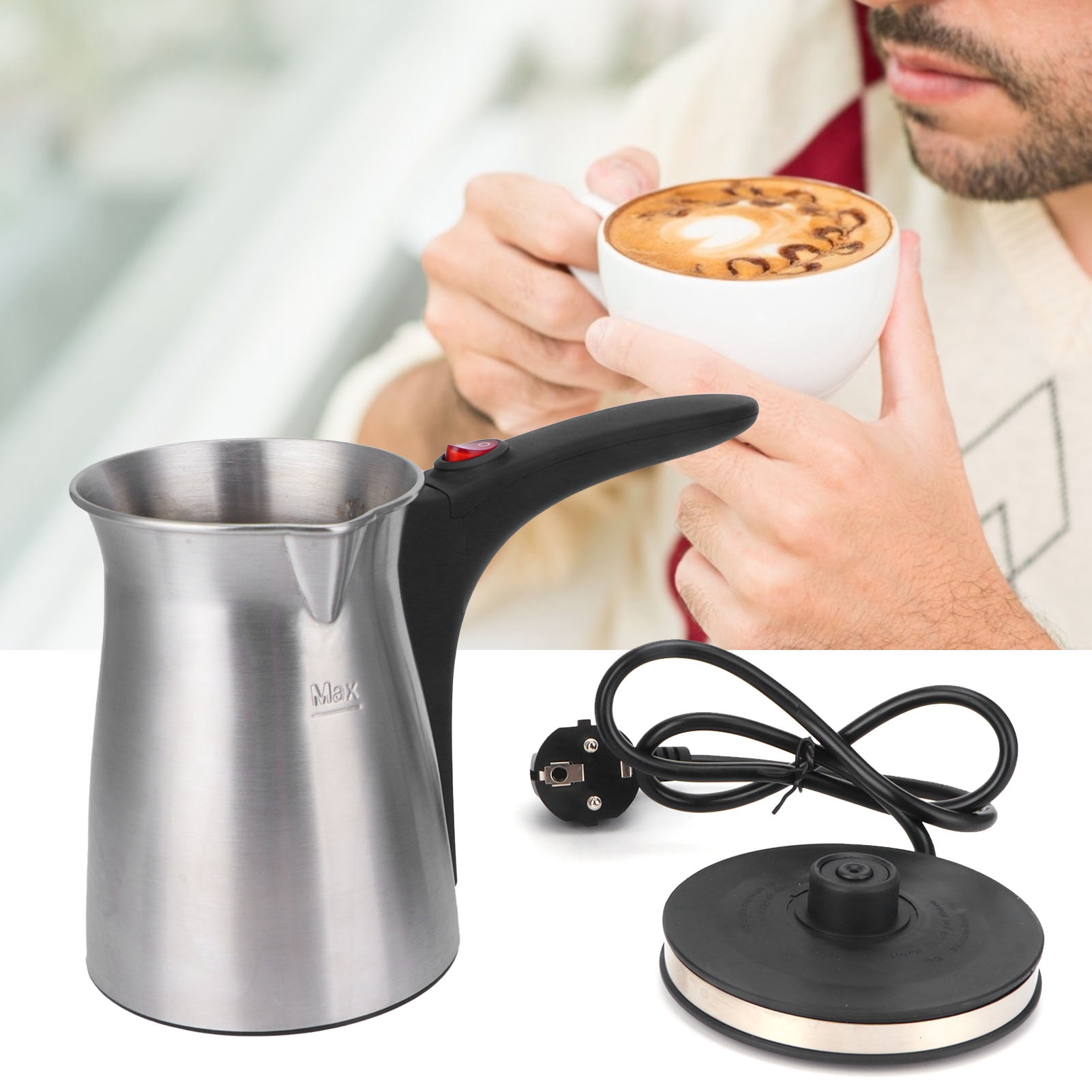 Elektrische Kaffeemaschine Aus Edelstahl Mit Milch-/kaffeewärmer, Kleine Kaffeemaschine Für Den Hausgebrauch, 220-v-eu-stecker
