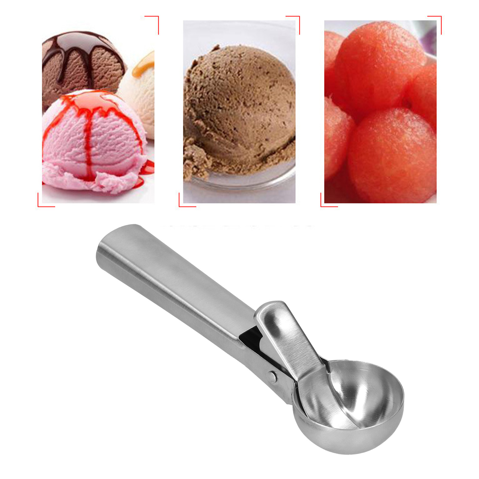 Eiskugelportionierer Aus Edelstahl Mit Ergonomischem Griff Für Frozen Yogurt, Silberfarben.