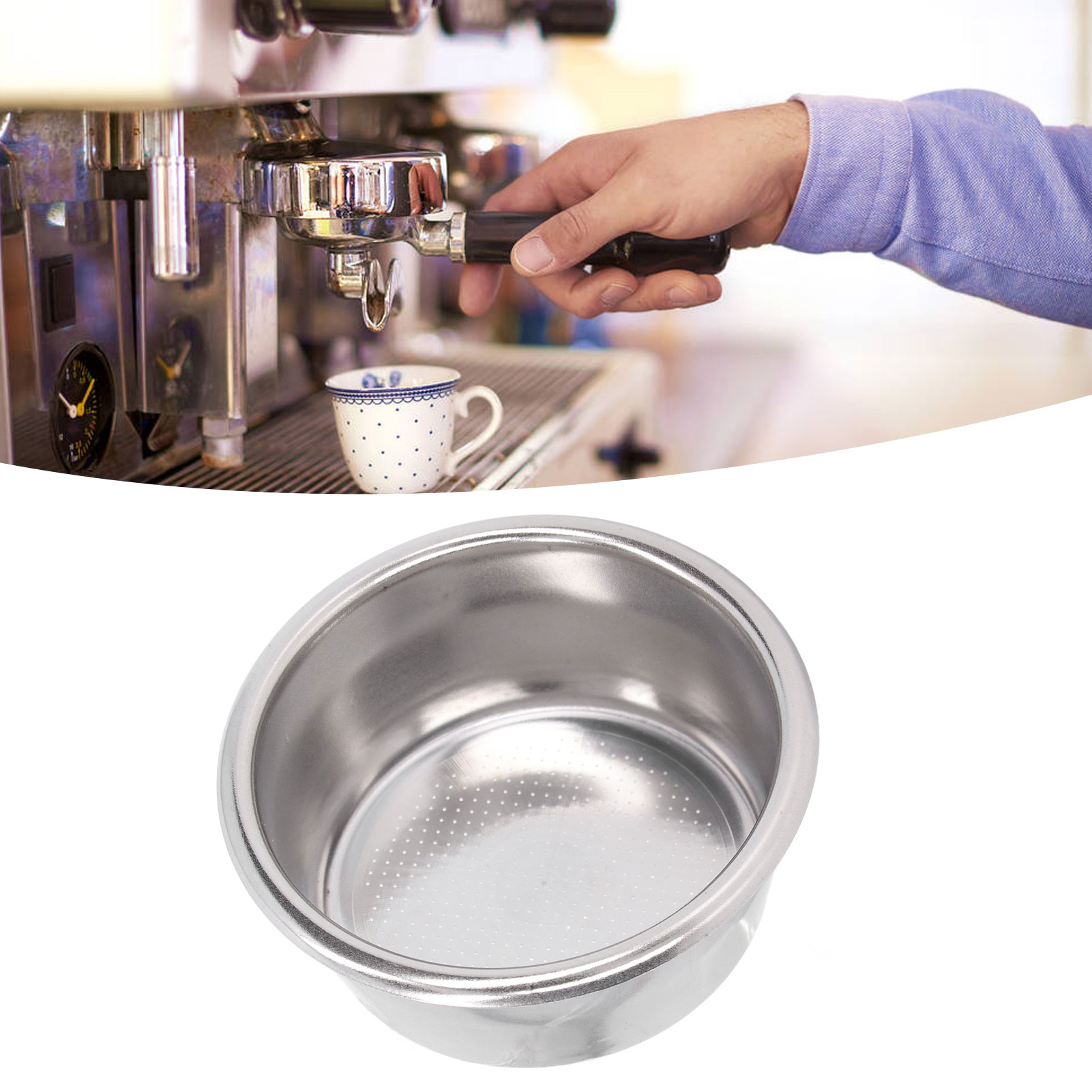 Filterhalter Für Halbautomatische Kaffeemaschine, 54 Mm Doppelfilterhalter, Kaffeefilterhalter Aus Edelstahl 304, 54 Mm Doppelfilterhalter.