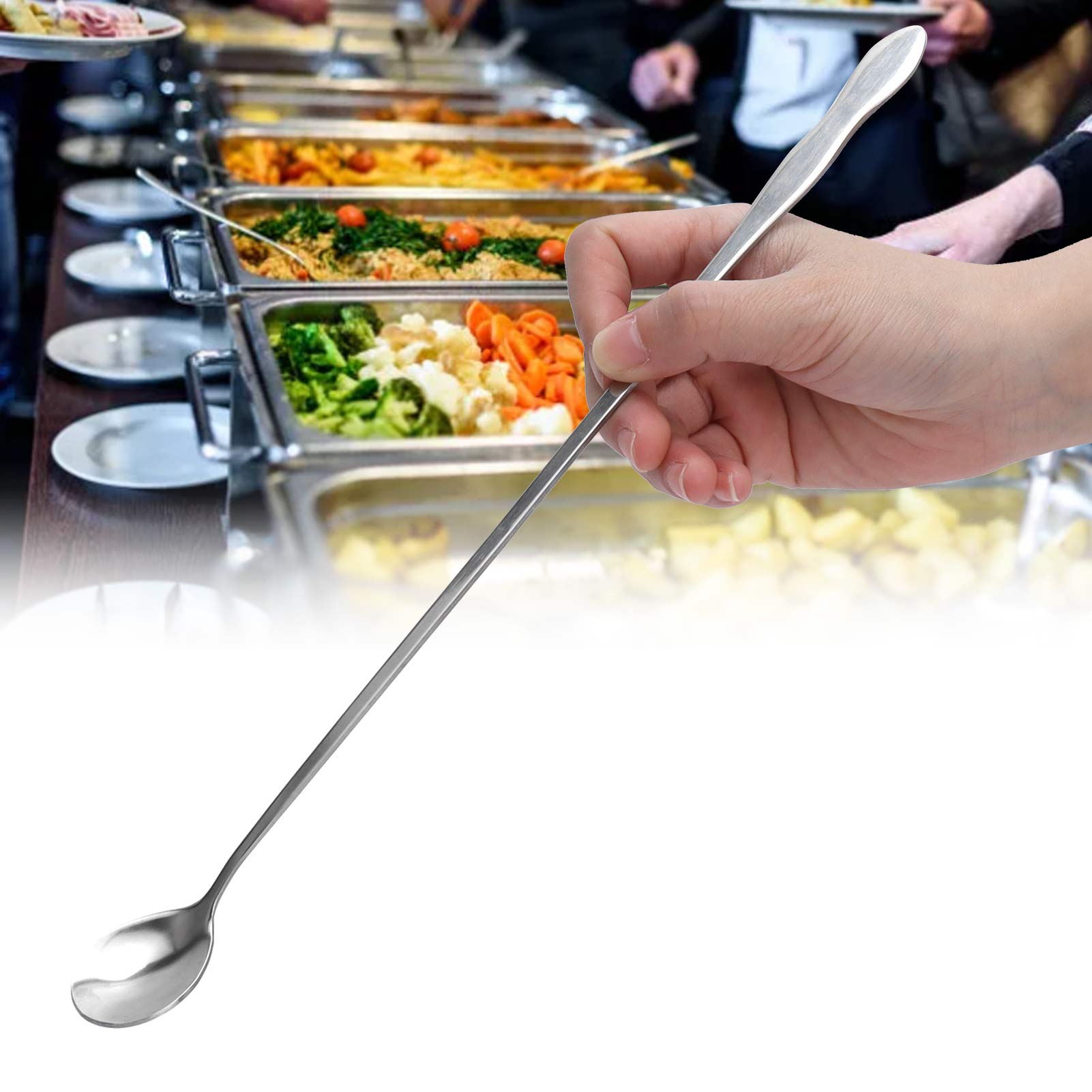Rührlöffel Aus Edelstahl, Langer, Kürbisförmiger Löffel, Küchenutensil, Besteck, Geschirr