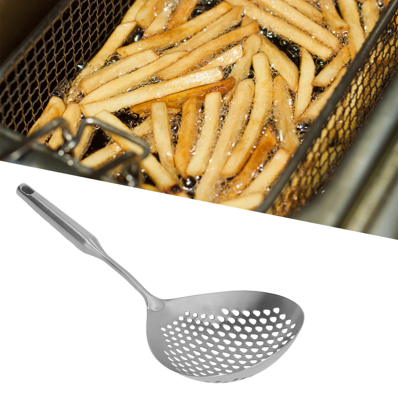 Schaumlöffel Aus Lebensmittelechtem Edelstahl 304, Langer Griff, Großer Schaumlöffel Für Die Küche, Silberfarben