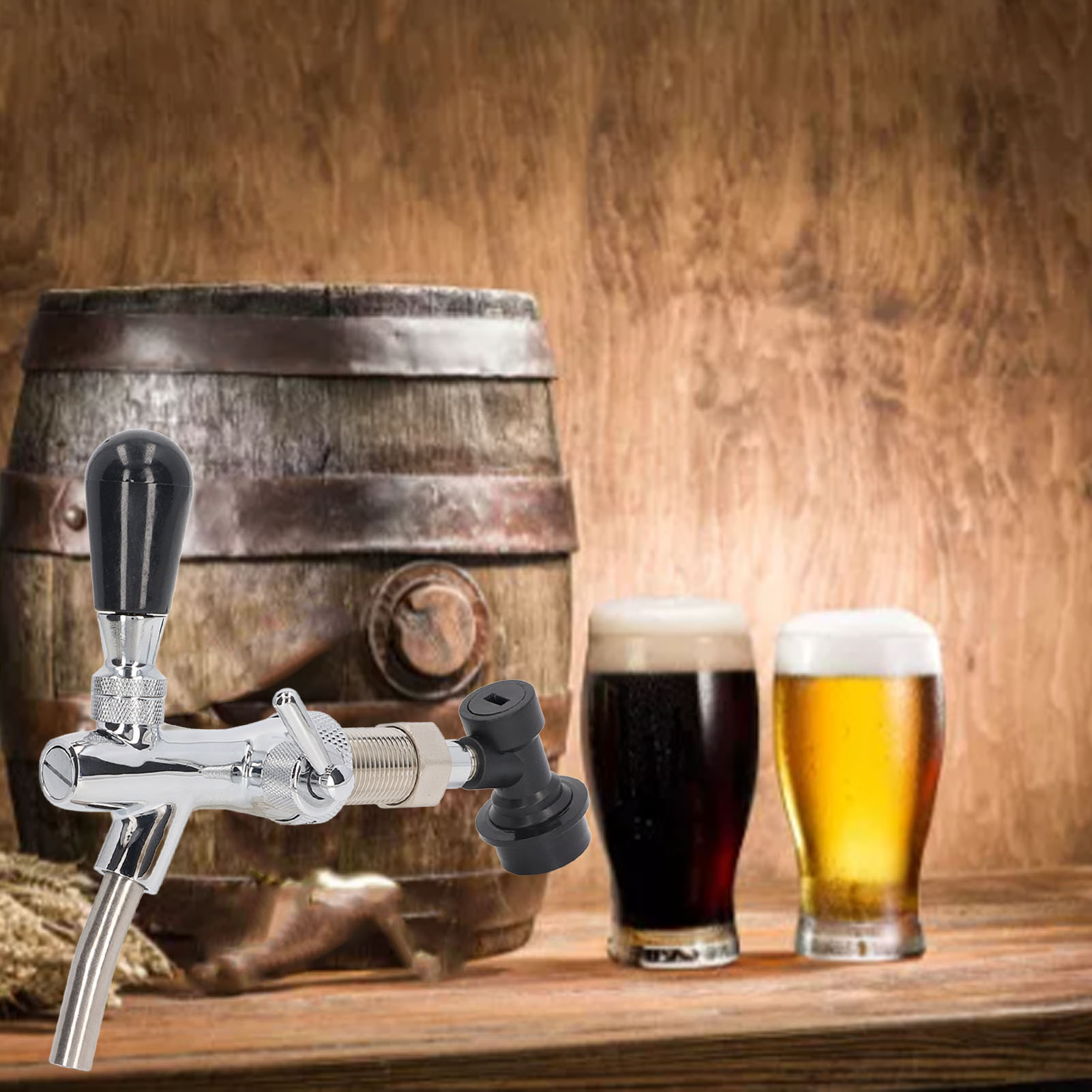 Verstellbarer Bierhahn Aus Chrom G5/8, Biersäule Aus Chrom Und Verstellbarer Bierauslauf.