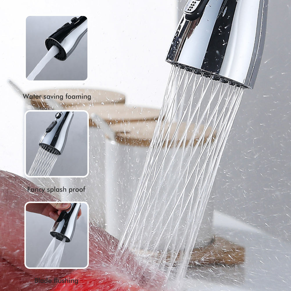 Universelle Küchenarmaturverlängerung Mit Spritzschutzkopf, Multifunktionalem Druckwasserauslauf, Abzieher, Verbessertem Dreistufigen Duschfilter Und Doppelklingen-kupferarmatur