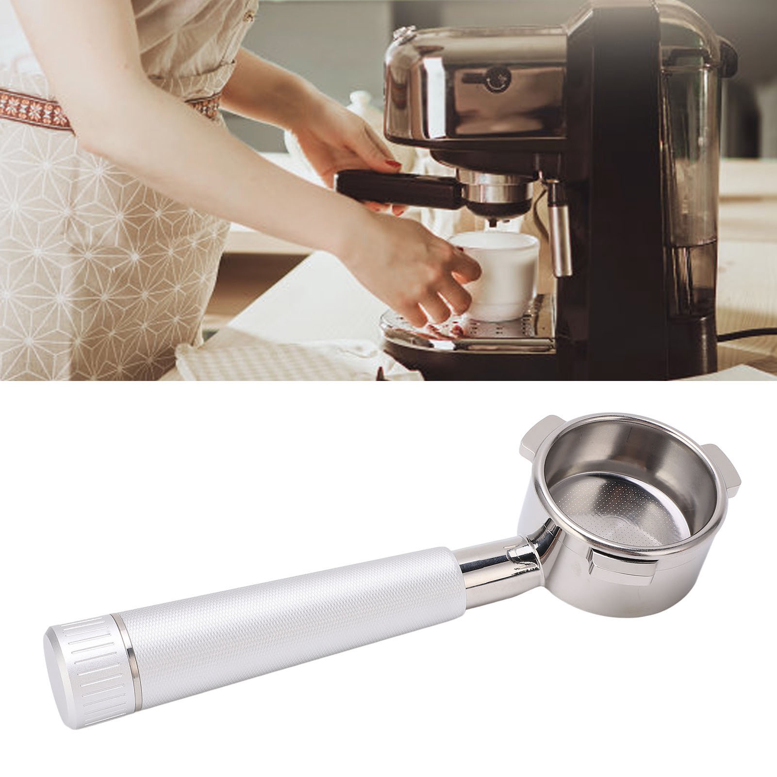 Geeignet Für Breville Series 8 Espressomaschinen Mit 54-mm-siebträger, Drei Griffen, Bodenlosem Siebträger, Silberfarben.