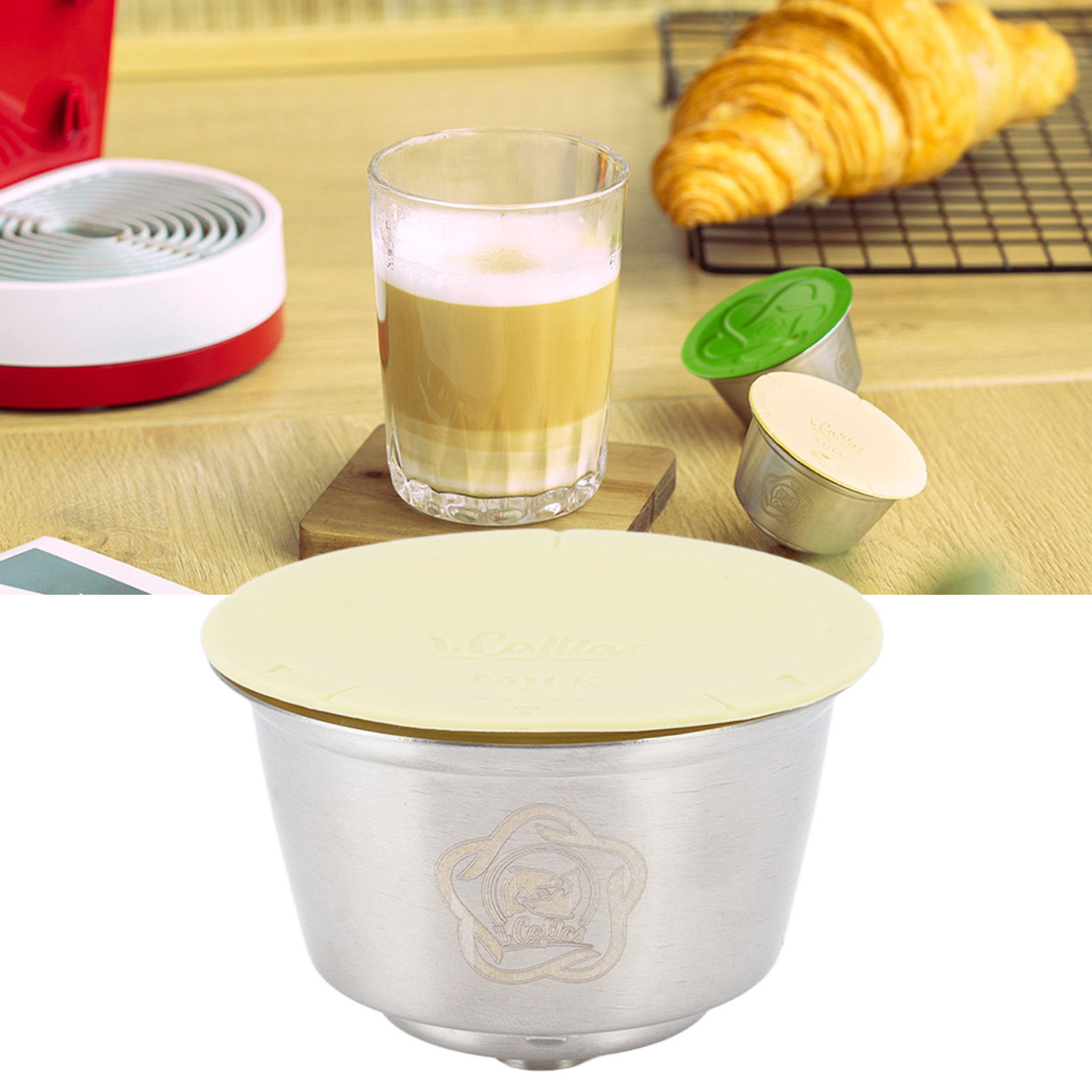 Dolce Gusto Wiederverwendbarer Und Nachfüllbarer Edelstahl-kaffee-/milchaufschäumerbecher Mit Silikondeckel