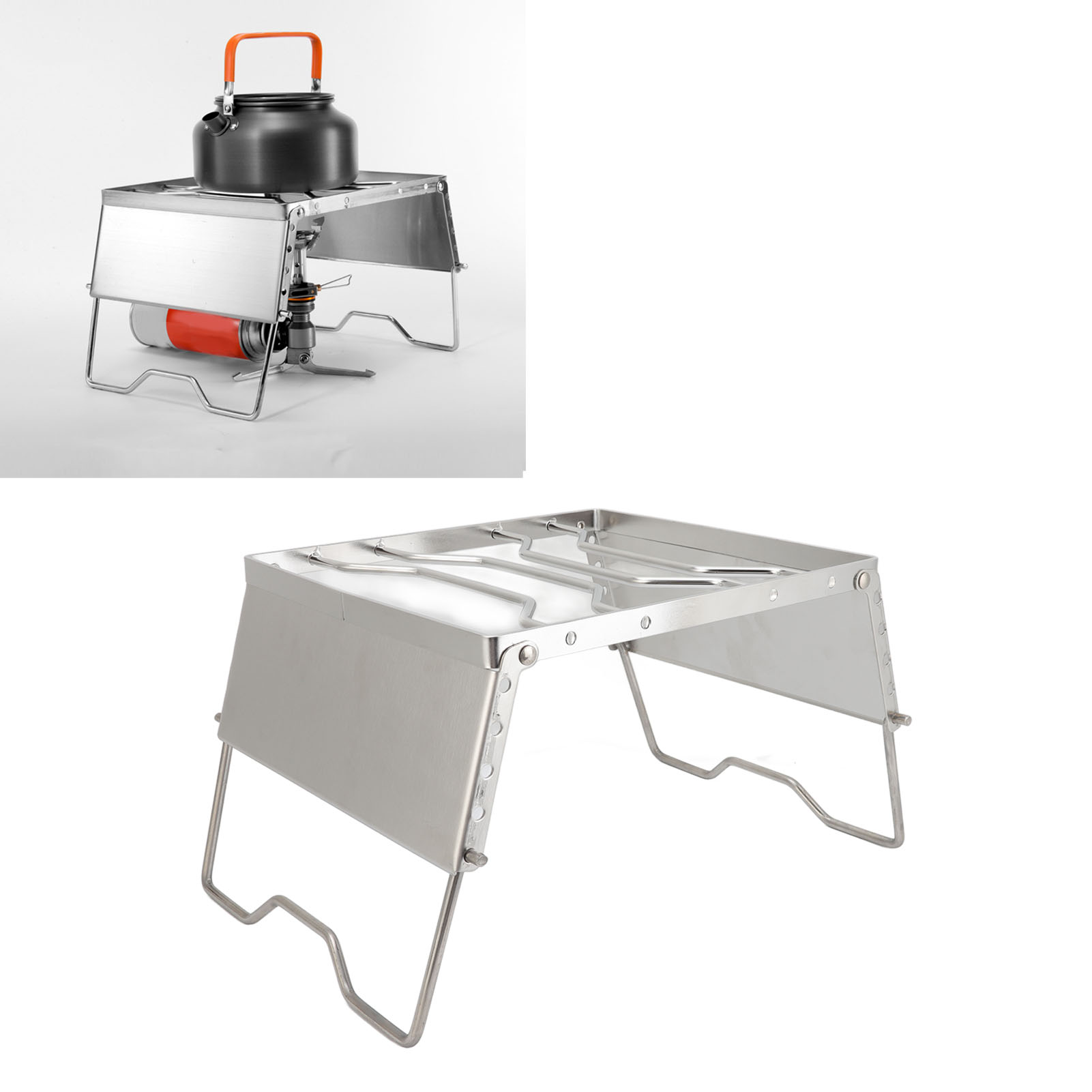 Multifunktionaler, Faltbarer Grillständer Aus Edelstahl, Windfest, Kocherständer, Tragbarer Topfhalter Für Picknicks