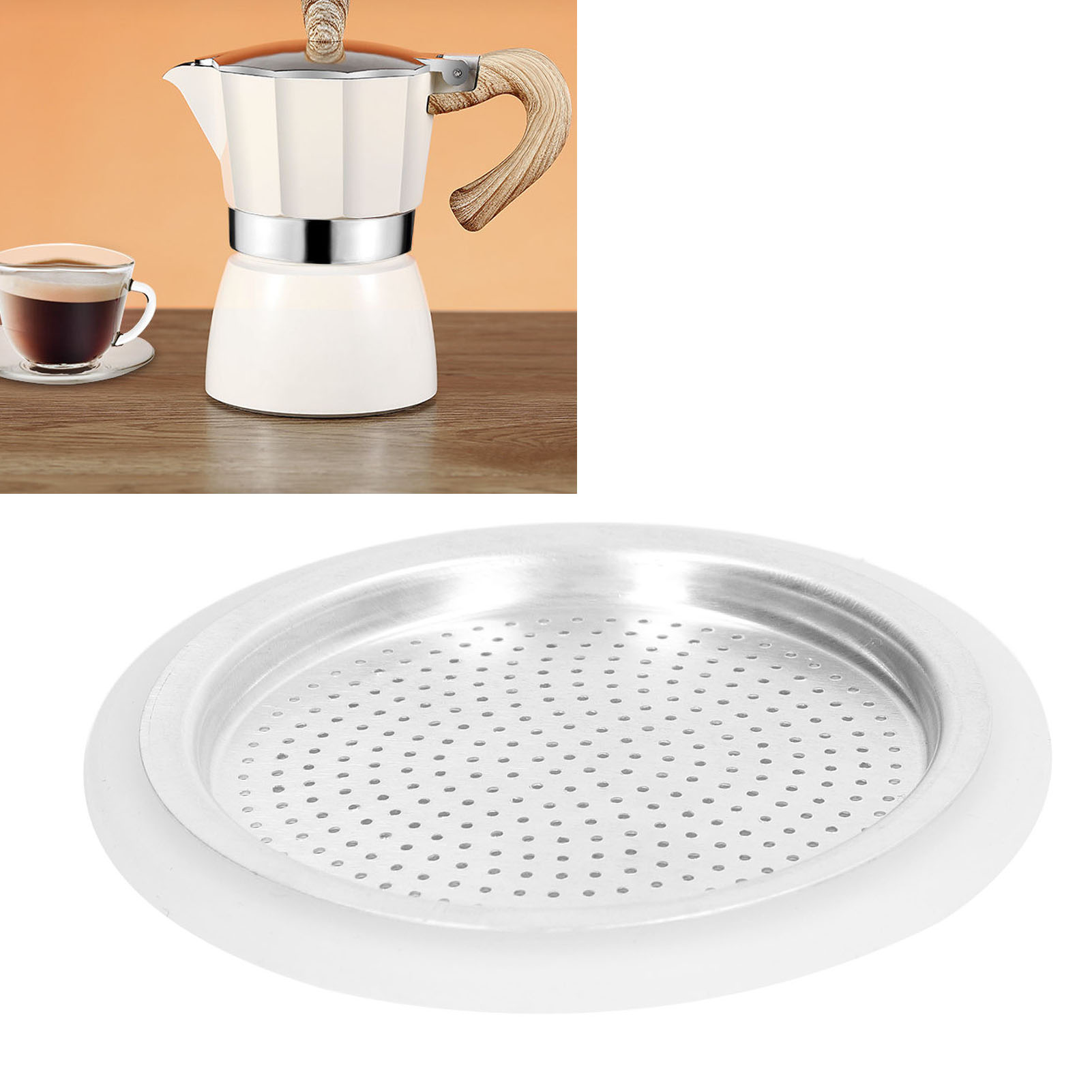 Zubehör Für Die Moka-kaffeemaschine, Aluminium-kaffeefilter, Filterset + Gummidichtung Für 3 Personen.