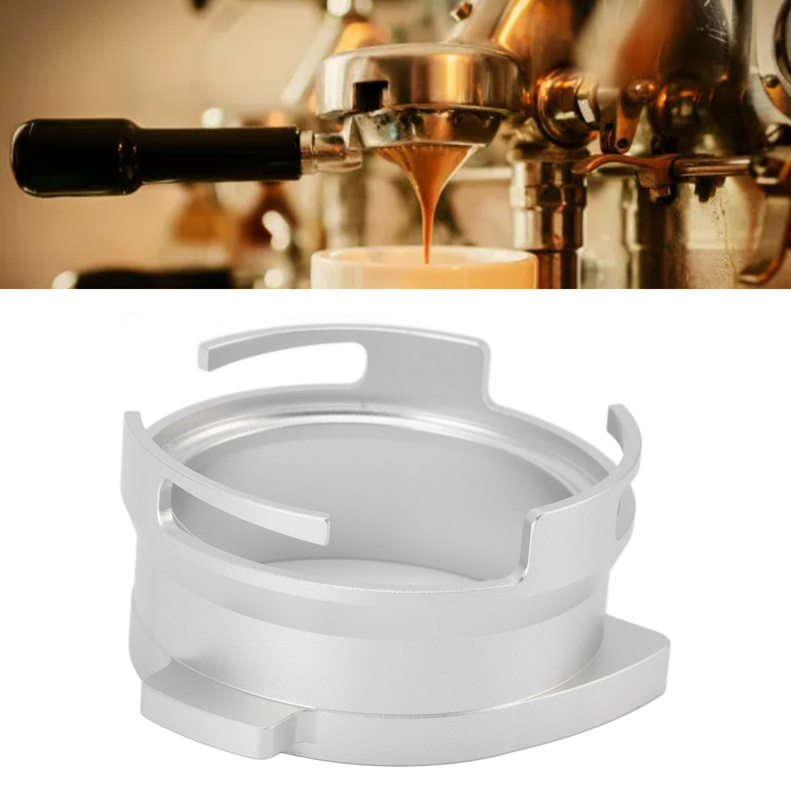 54-mm-griffadapter Für Kaffeemaschinen Der Platinum Series 8 Mit Drehbarem, Staubabweisendem Kaffeepulver-auffangring Aus Aluminiumlegierung, Silberfarben.