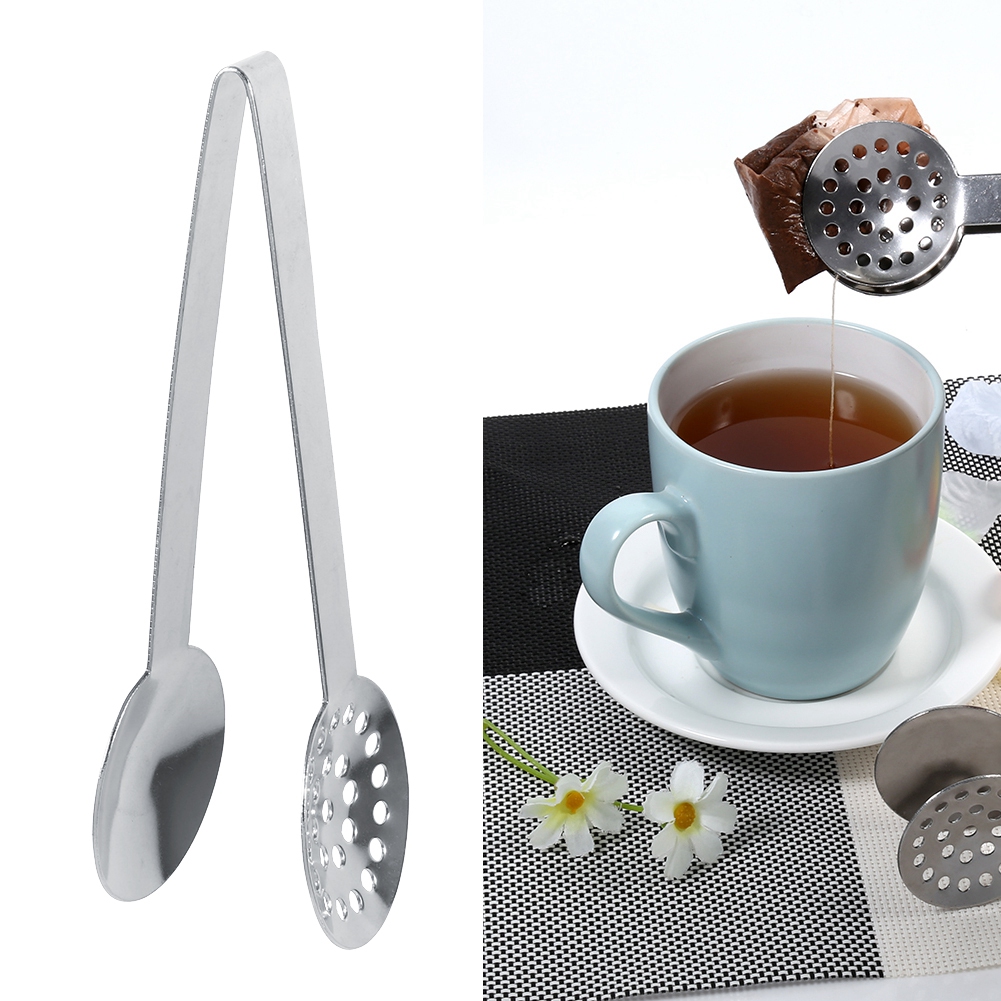 Set Aus 2 Runden Teebeutelclips Aus Edelstahl Für Die Küche, Mit Ständer Und Griff.