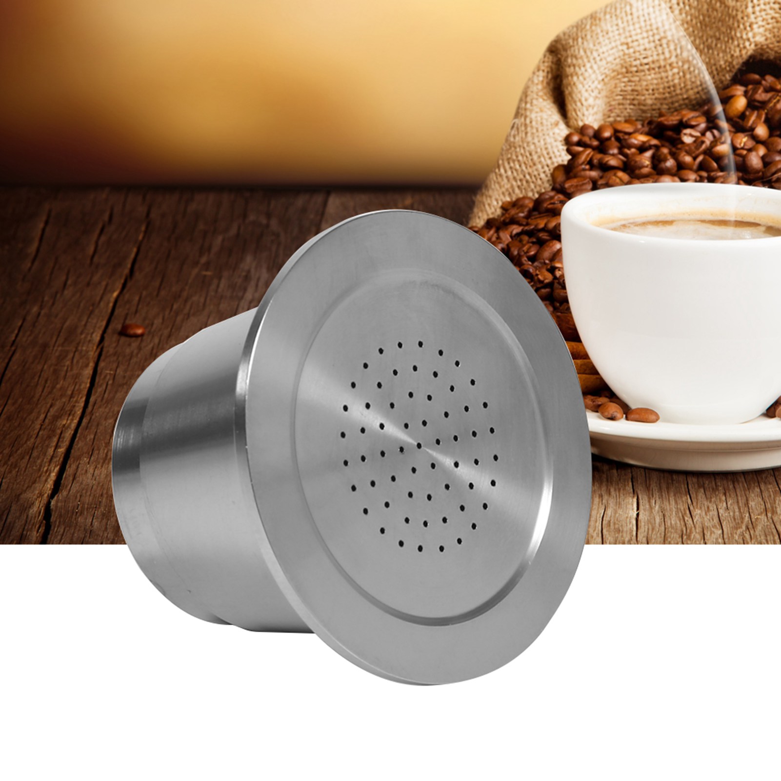 Wiederbefüllbare Und Wiederverwendbare Kaffeekapsel Aus Edelstahl Mit Löffel, Kompatibel Mit Nespresso-maschinen.