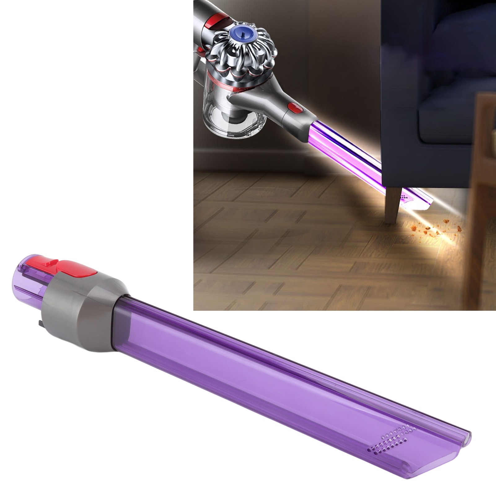 Kompatibel Mit Dyson V7/v8/v10/v11 Staubsaugerdüsen, Lange Flachdüsen Mit Led-beleuchtung