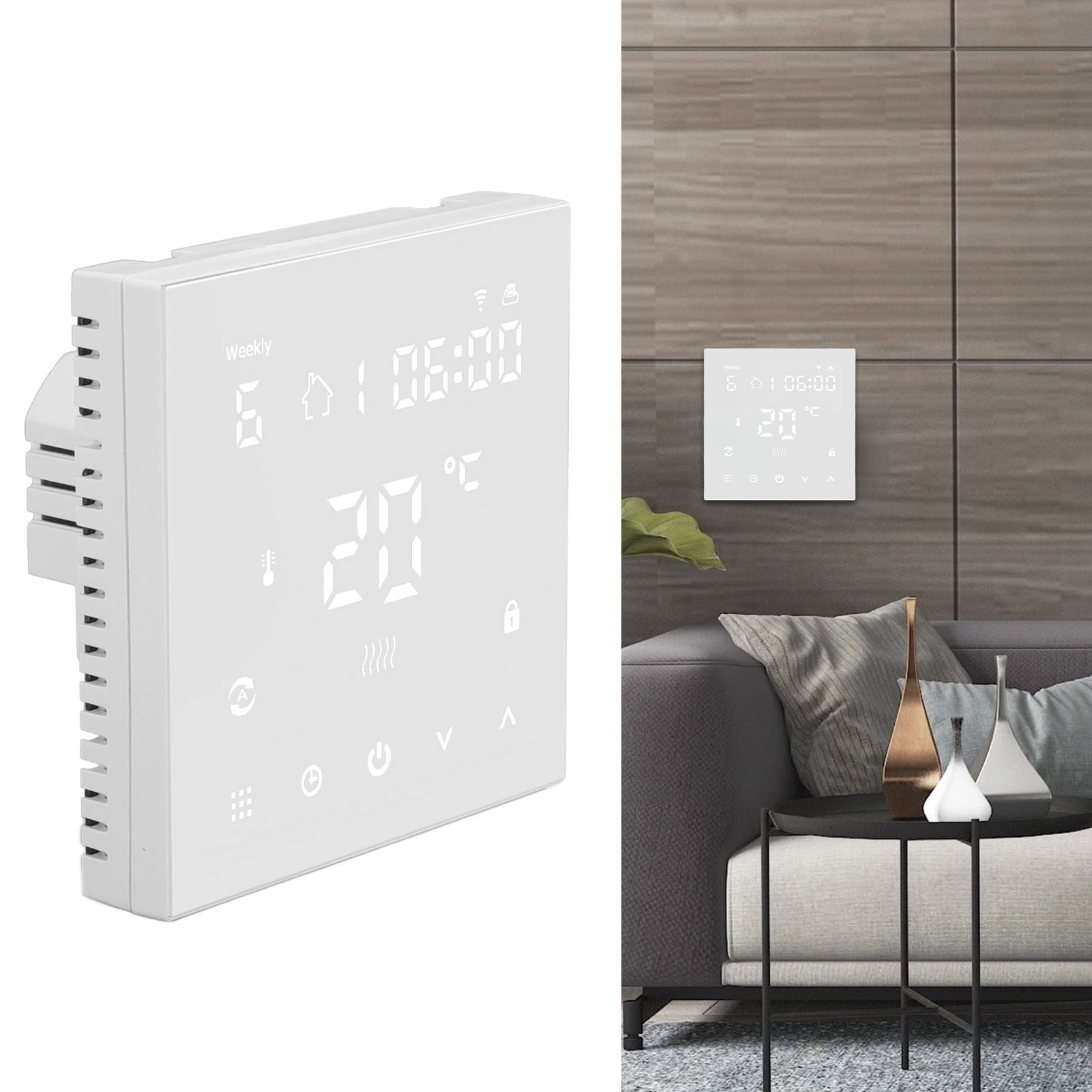 Intelligenter Wlan-thermostat Mit Digitalem Touchscreen, Sprachsteuerung Per App Und Automatischer Kalibrierung Für 90–240-v-fußbodenheizung
