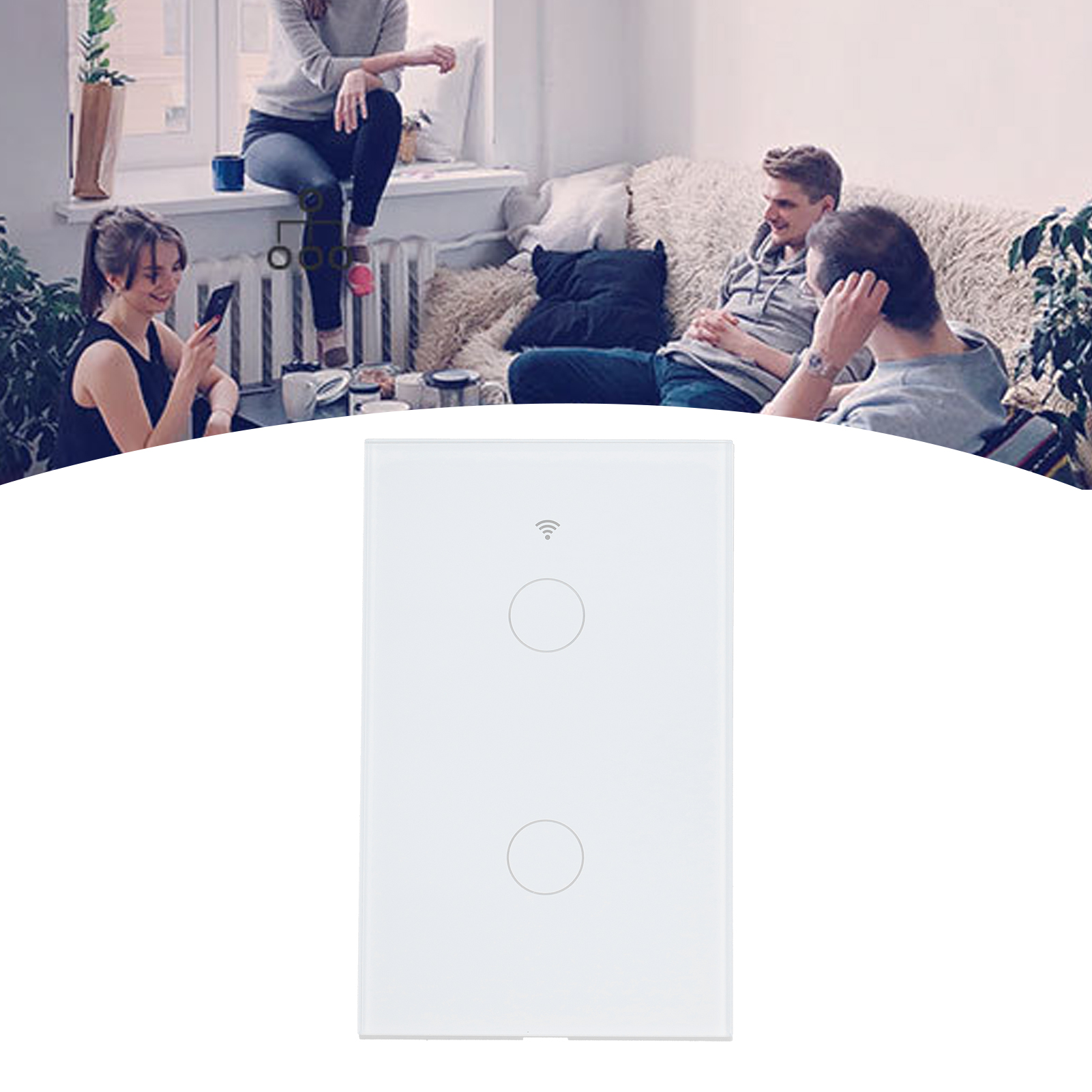 Tuya Zigbee Dual-touch-wandschalter (us-standard), Sprachsteuerung, 100–240 V Wechselstrom, Weiß