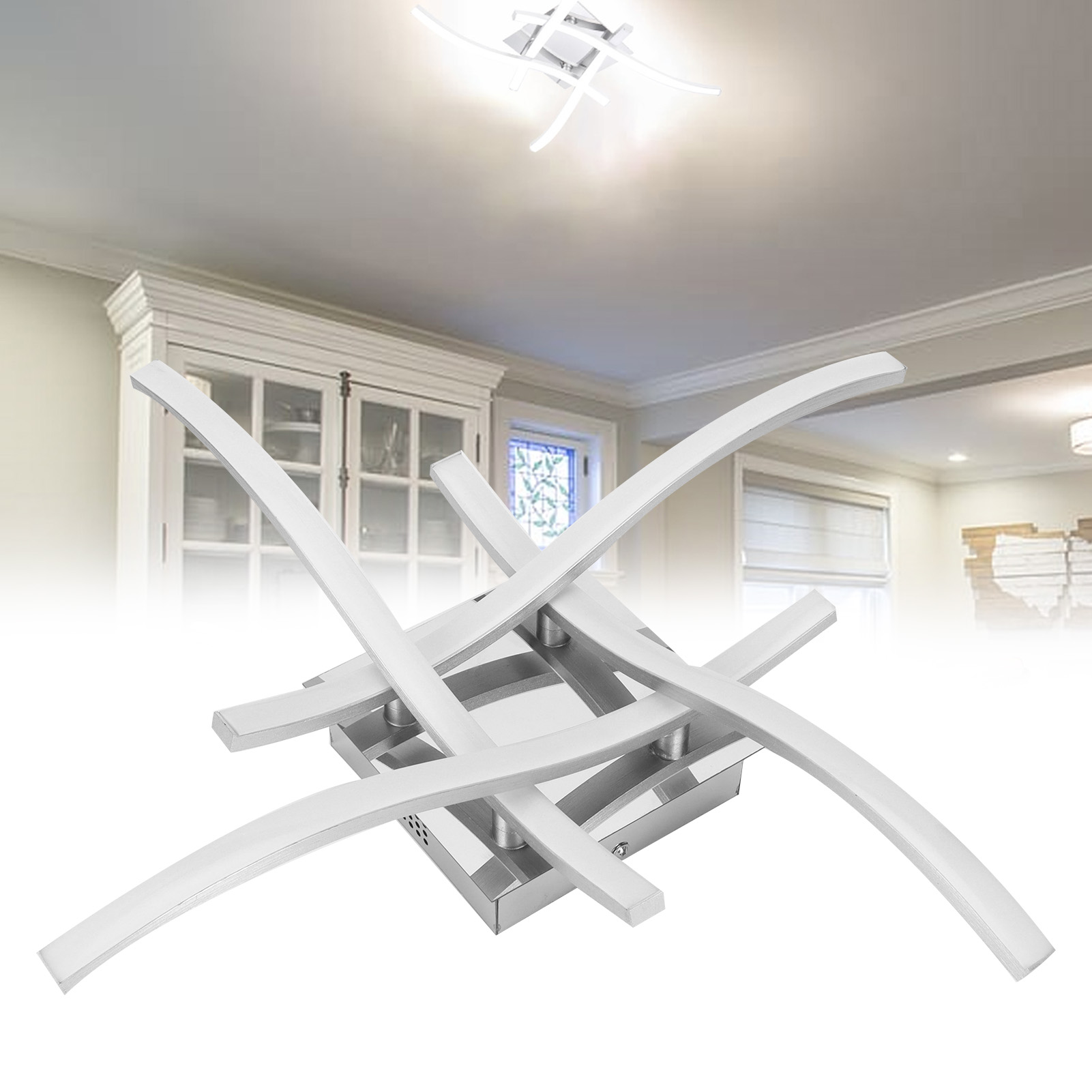 25-w-led-deckenleuchte, Moderne Gebogene Lampe Für Wohnzimmer, Esszimmer, Schlafzimmer, Weißes Licht, 85–265 V