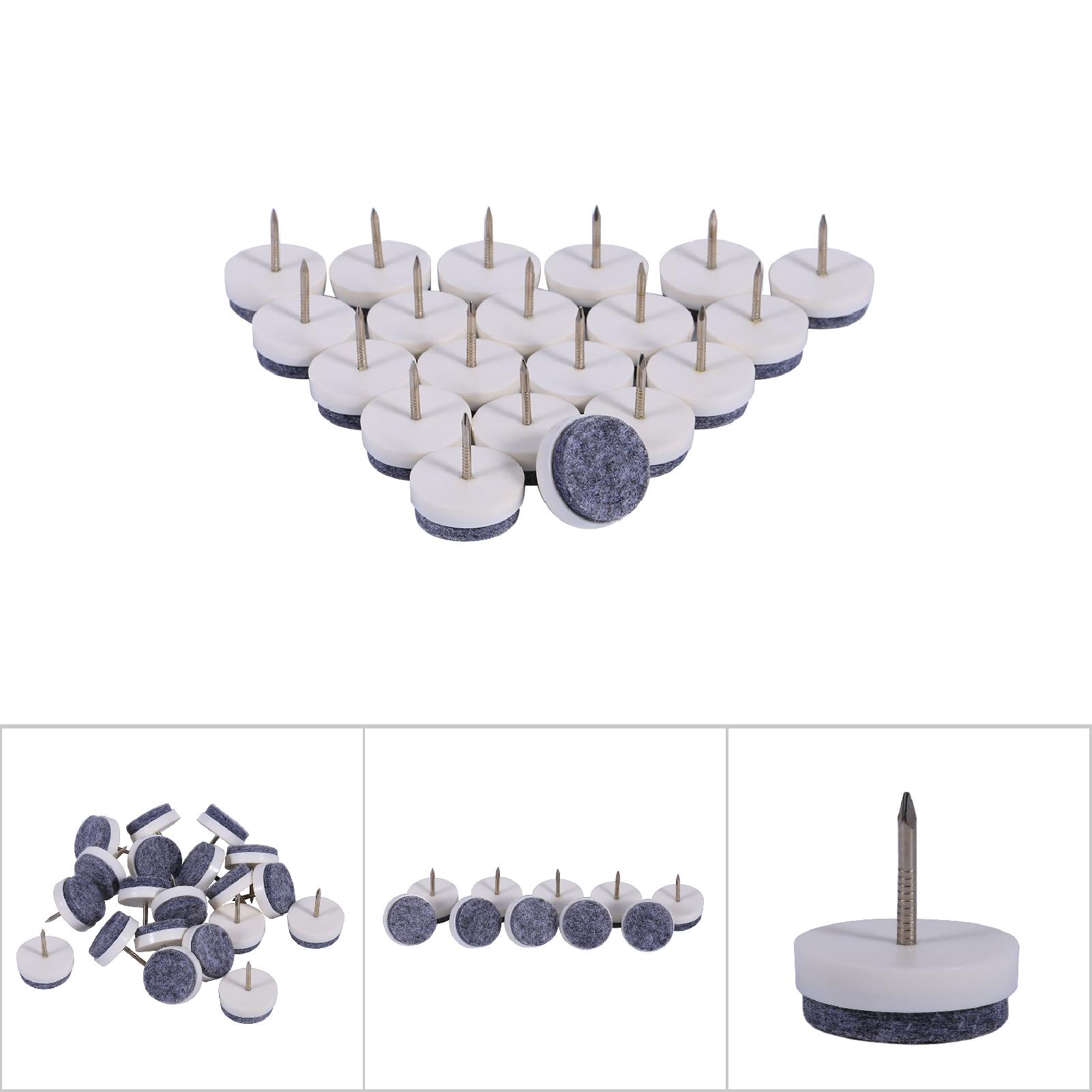 Packung Mit 20 Filzgleitern, 20 Mm Dick, Für Möbel, Fußböden, Stuhl- Und Tischbeine (weiß).