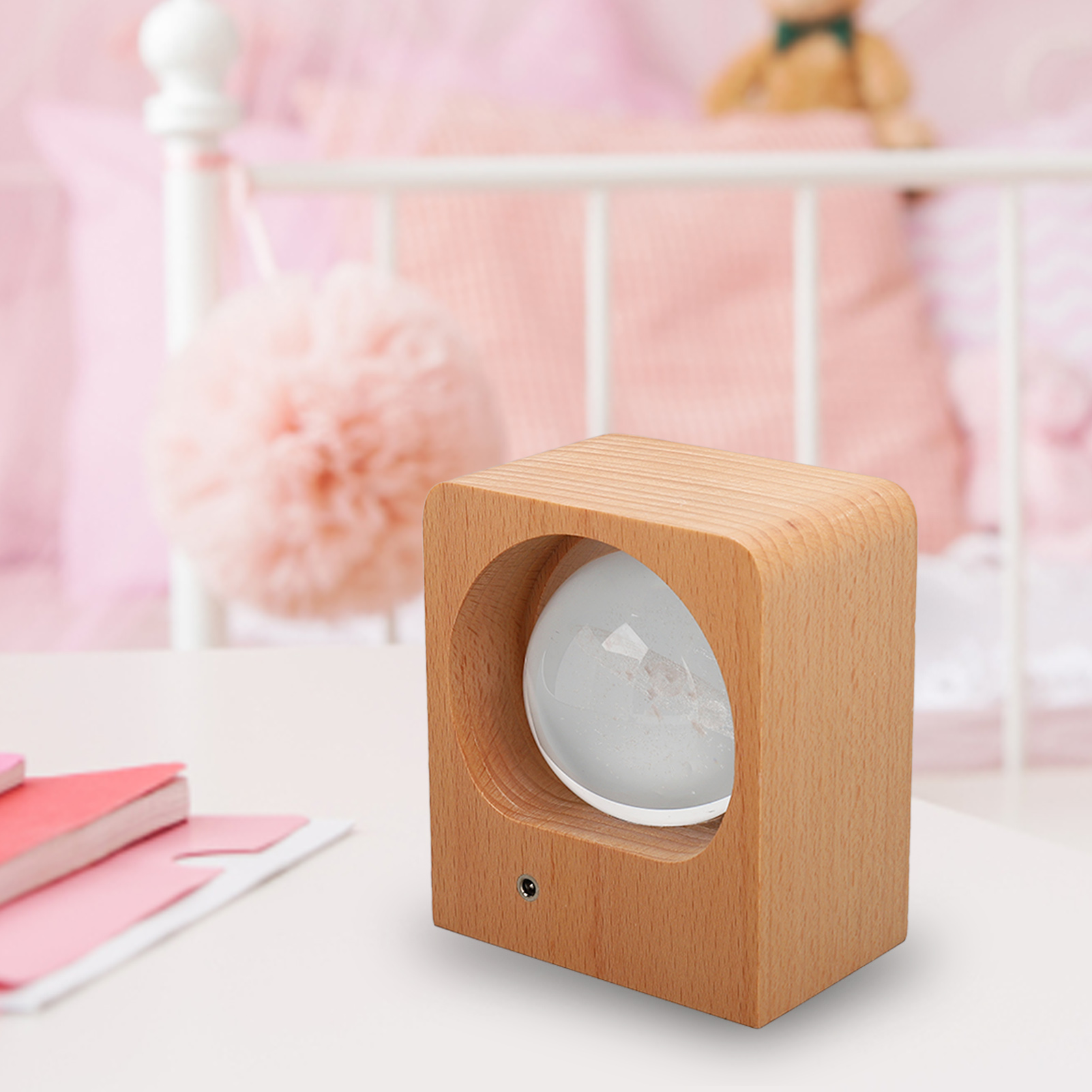 Selbstgemachte Kristallkugel Aus Holz, Graviertes Design, Retro-dekoration, Nachtlicht Fürs Schlafzimmer, Sonnensystem
