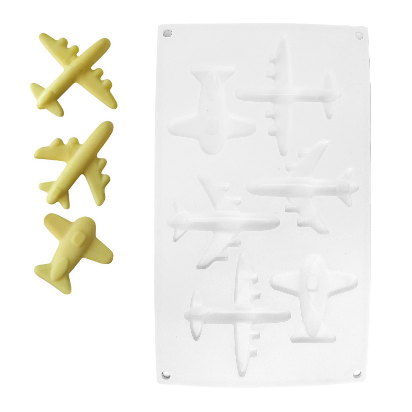 Silikon-backform In Flugzeugform Mit 6 Fächern Zum Dekorieren Von Schokoladenkuchen Und Anderen Leckereien. Ideal Für Küche Und Haushalt.