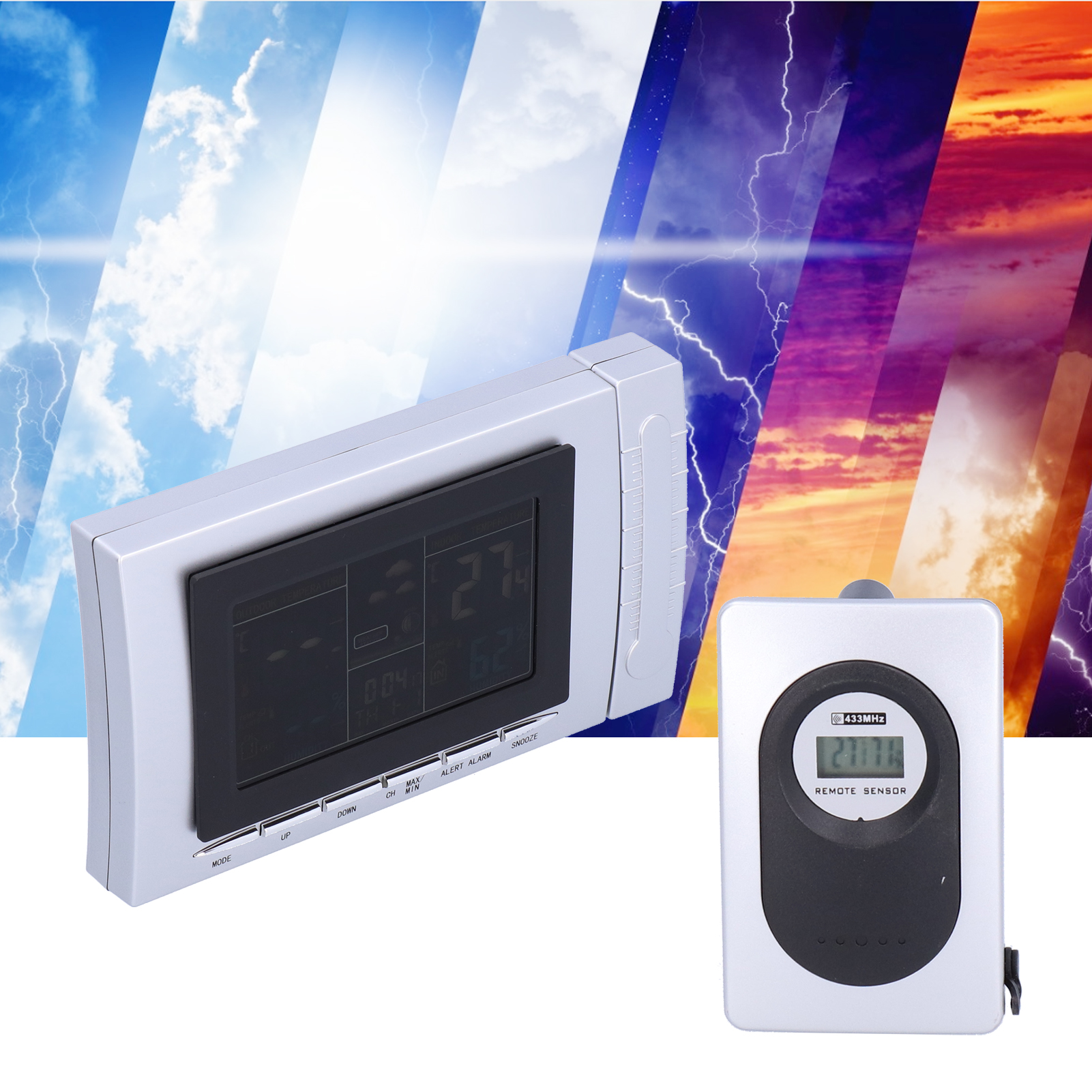 Drahtlose Wetterstation Ts-h134g: Thermometer, Hygrometer, Wecker Und Kalender.