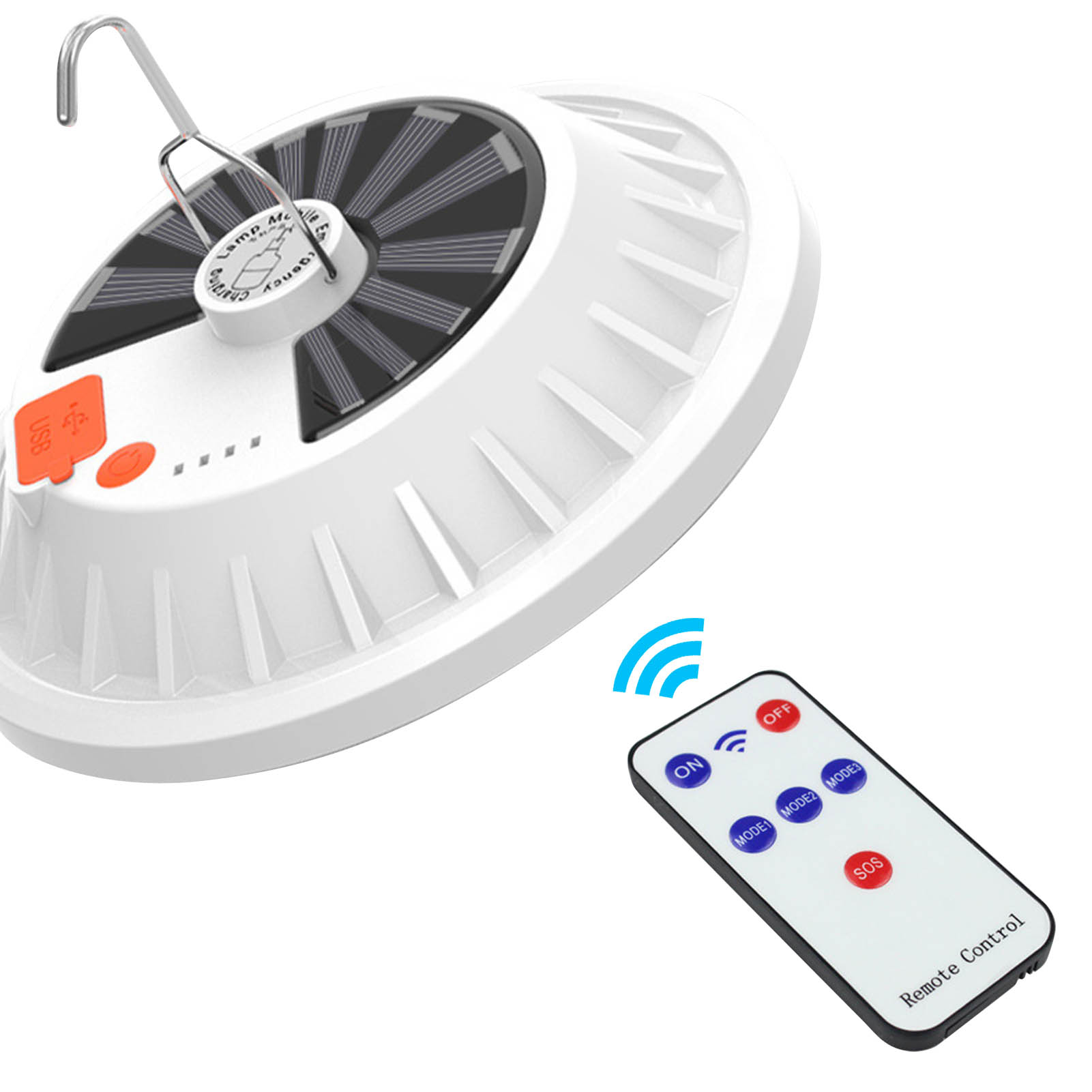 Solarbetriebene Campinglampe, Ferngesteuerte Campinglampe, Usb-aufladbar, Fünf Beleuchtungsmodi, Wasserdicht Für Den Außeneinsatz, Ideal Für Camping, Straßenhändler Und Nachtmärkte.