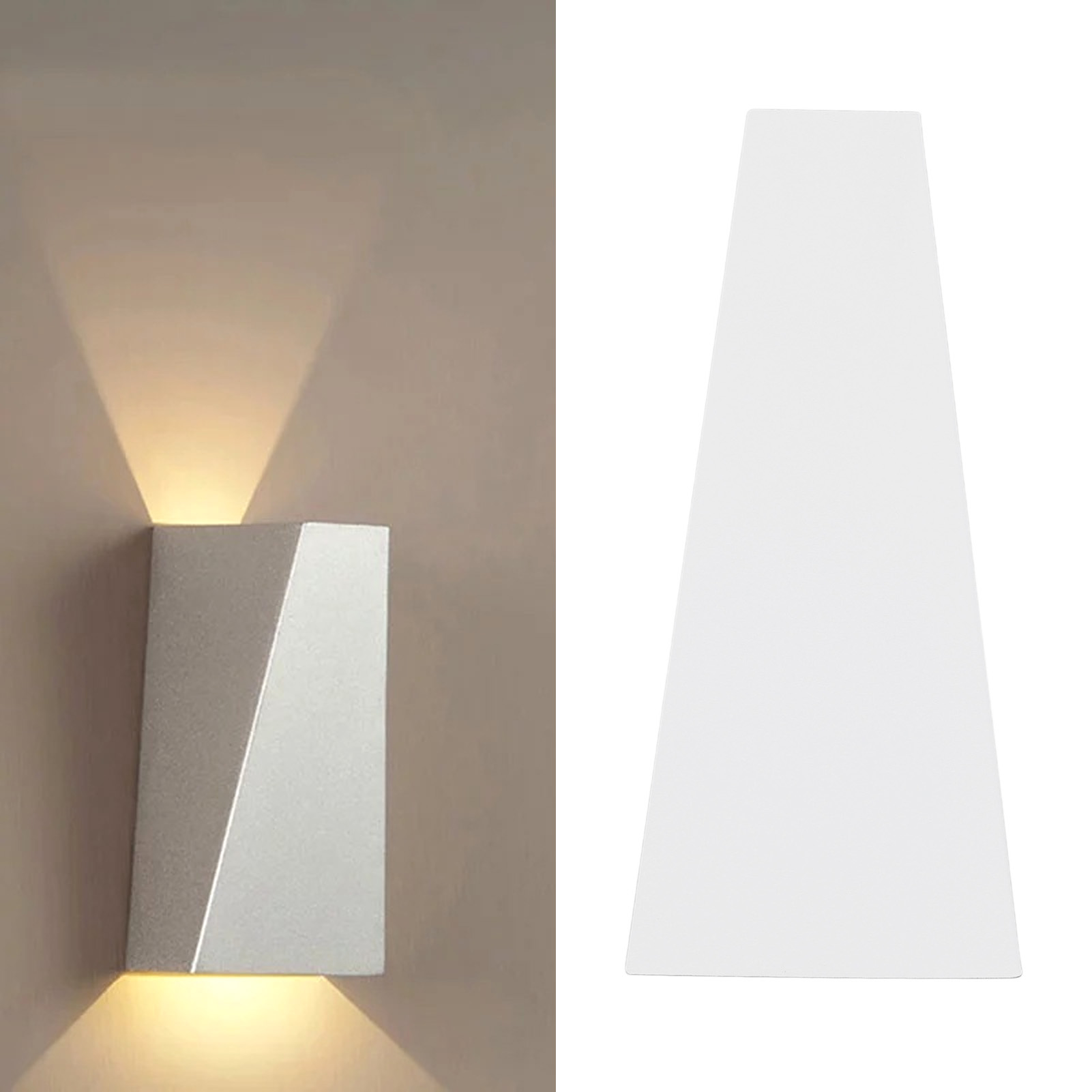 Moderne Minimalistische Led-wandleuchte Aus Aluminium Mit Ober- Und Unterbeleuchtung, Trapezförmige Lampe Für Wohnzimmer, Stimmungsleuchte, Nachttischlampe, Weiße Dekorative Schale.