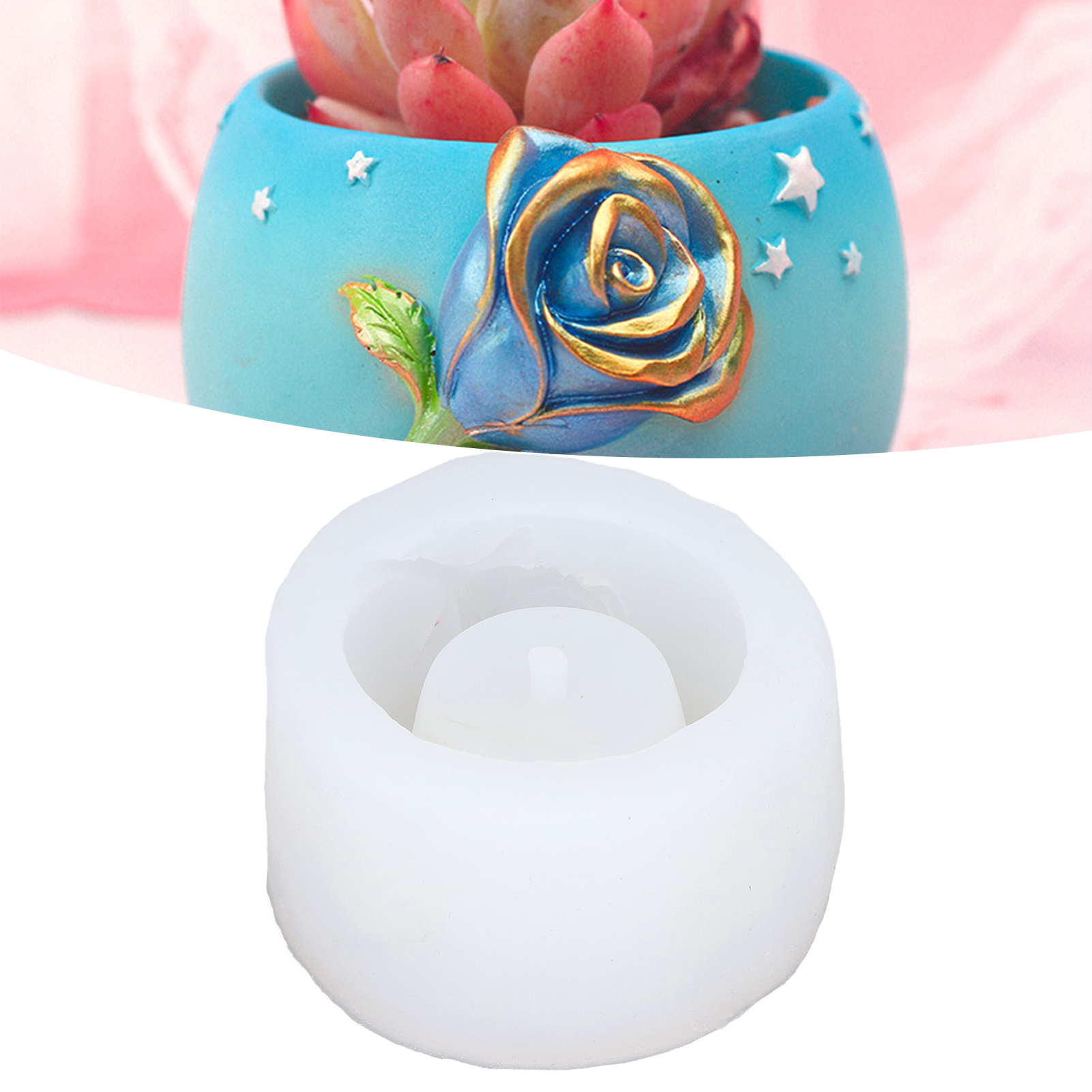 Diy-silikonform Für Sukkulenten-bonsai, Rosa Topfpflanze Für Die Wohnzimmerdekoration, Silikonform Für Meeres-sukkulenten-blumentopf 50-2285-d