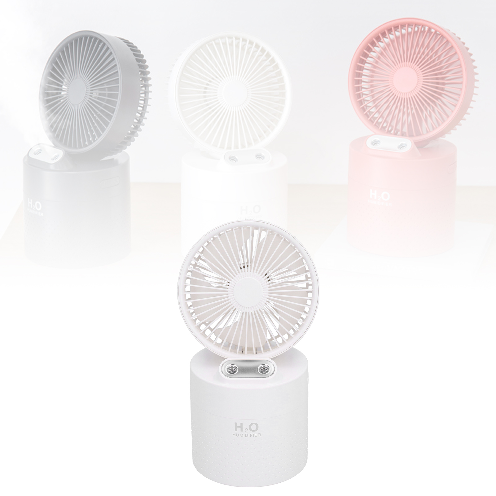 4000 Mah Doppelnebel-ventilator/luftbefeuchter, Usb-wiederaufladbar, Weiß, Ideal Für Studentenwohnheime.
