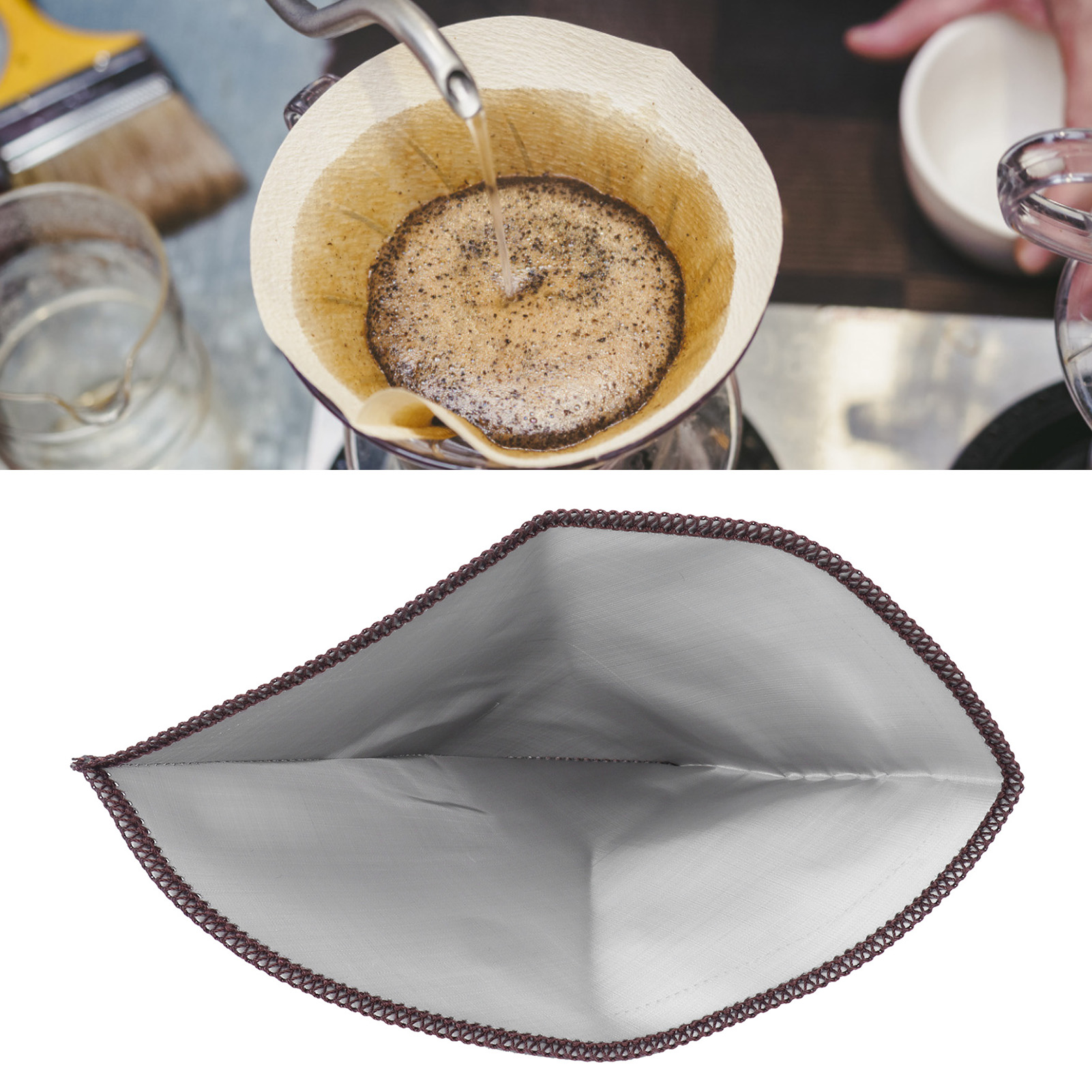 Wiederverwendbarer Und Faltbarer Kaffeefilter Aus Edelstahl, Trapezförmig, Für 4 Bis 6 Tassen.