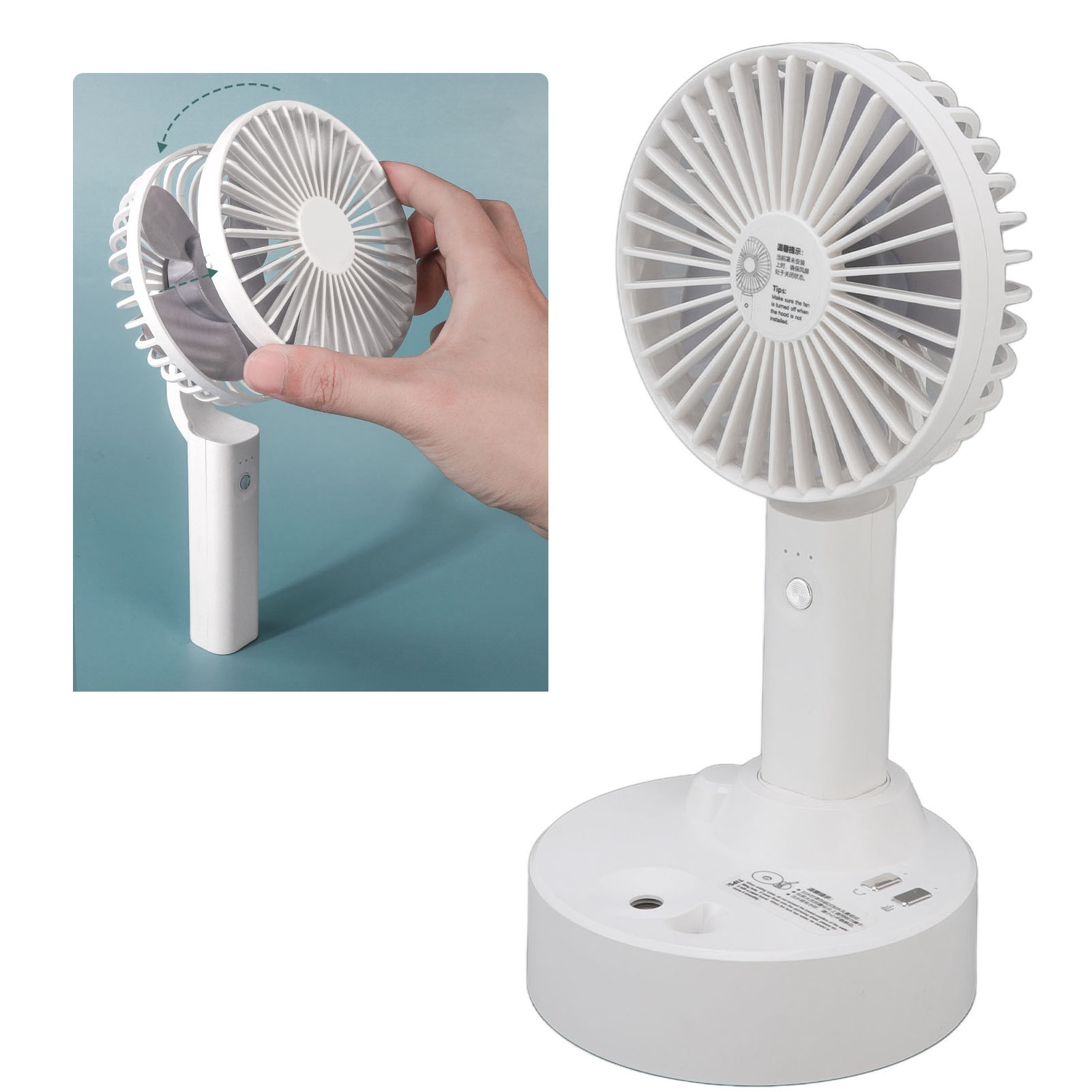 Mini-tischventilator Mit Automatischer Oszillation, Ladestation, Tragbarer Nebelventilator, Mini-elektroventilator