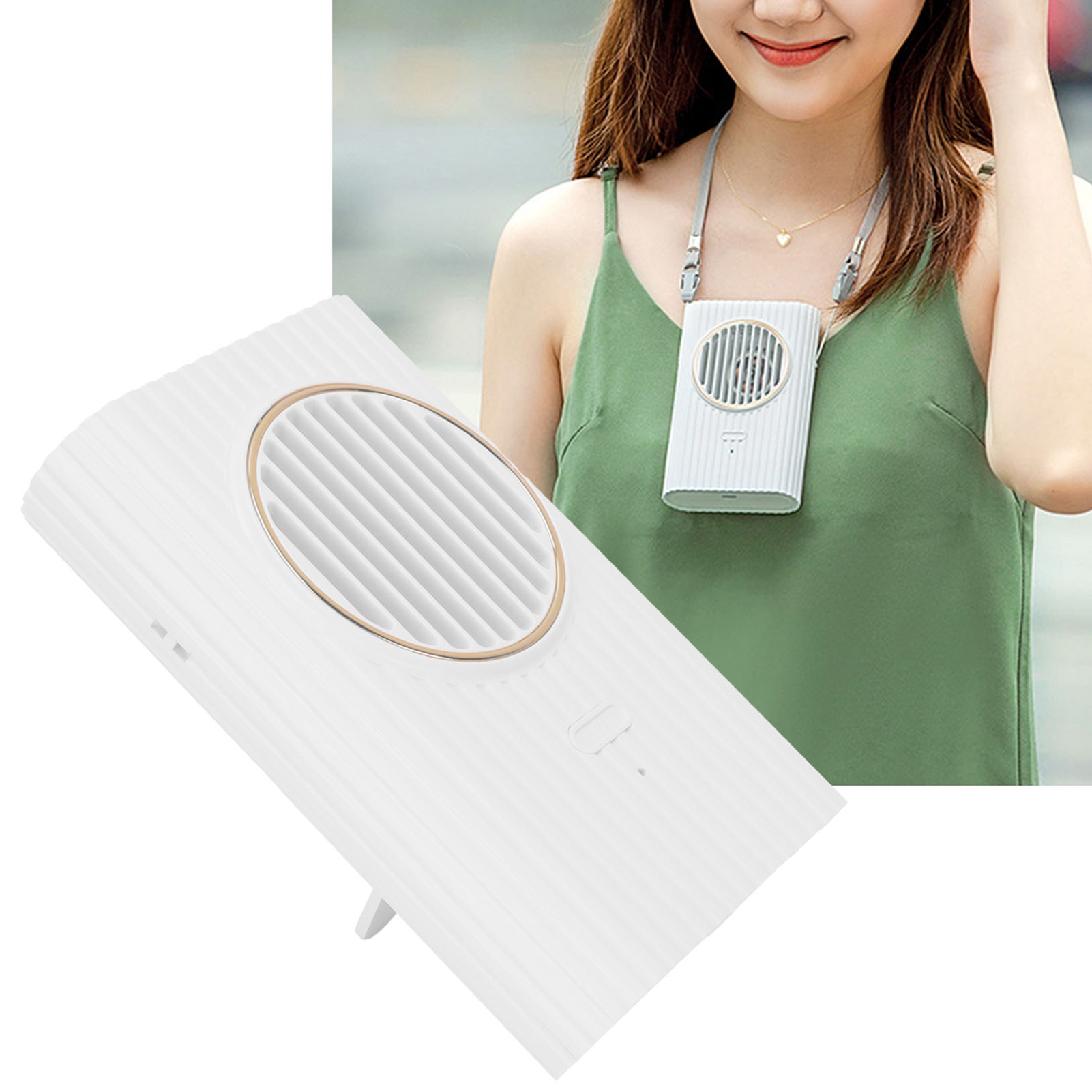 Tragbarer, Usb-aufladbarer Mini-nackenventilator Für Büro Und Schlafzimmer, Weiß