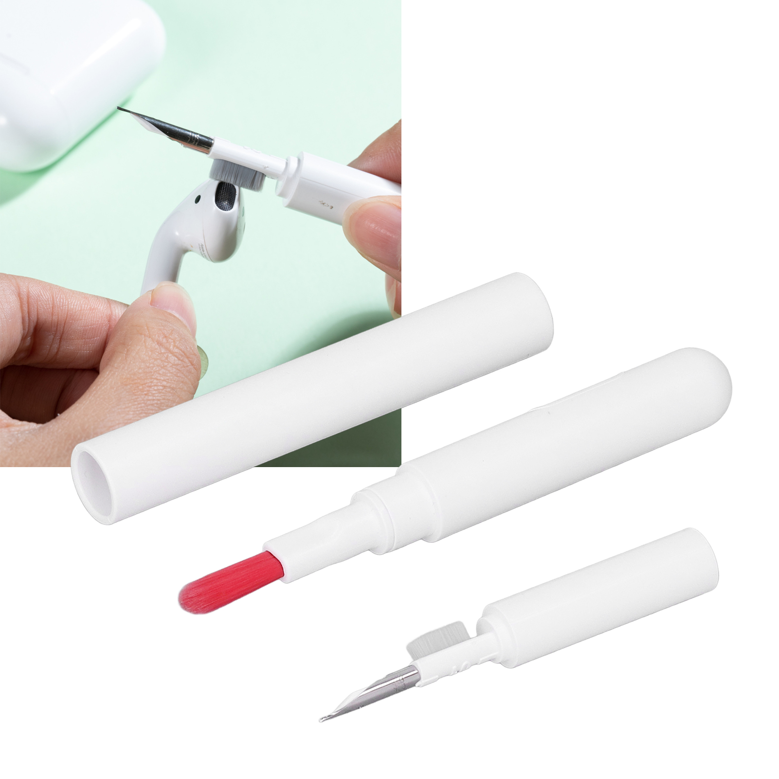 Reinigungsstift Für Apple Bluetooth-kopfhörer Und Reinigungsbürste Für Airpods – 4-in-1 Multifunktions-reinigungsstift (weiß)
