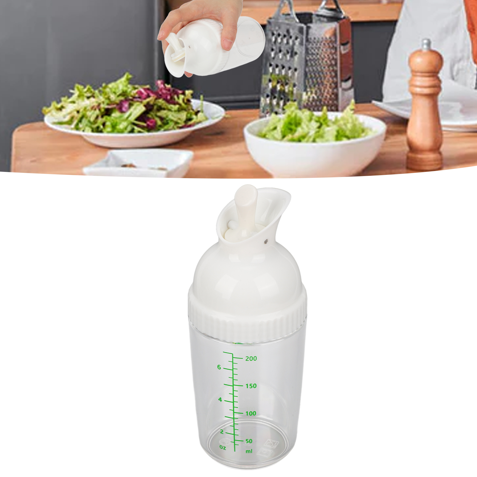 200 Ml Bpa-freier, Auslaufsicherer Salatdressing-shaker Mit Deckel, Weiß