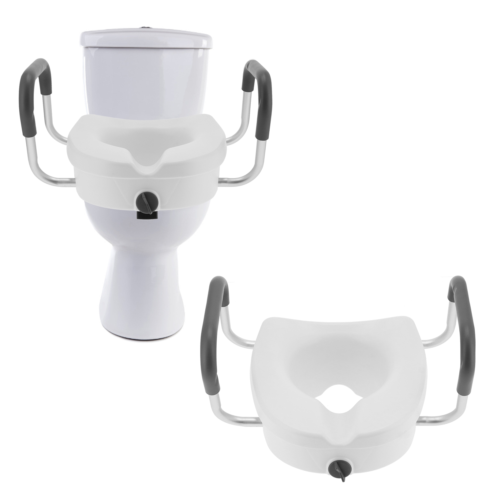 Erhöhter Toilettensitz Mit Rutschfesten Und Verstellbaren Armlehnen, Badezimmeraccessoire Für Ältere Menschen Und Schwangere.