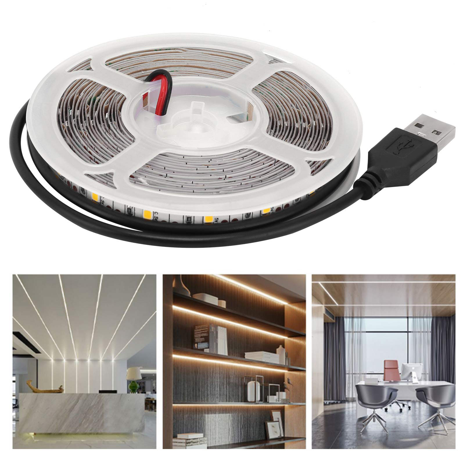 5 M (16,4 Zoll) Langer, Usb-betriebener 5v-led-lichtstreifen Mit Starkem Klebeband Für Schlafzimmer, Küche Und Wohndekoration.